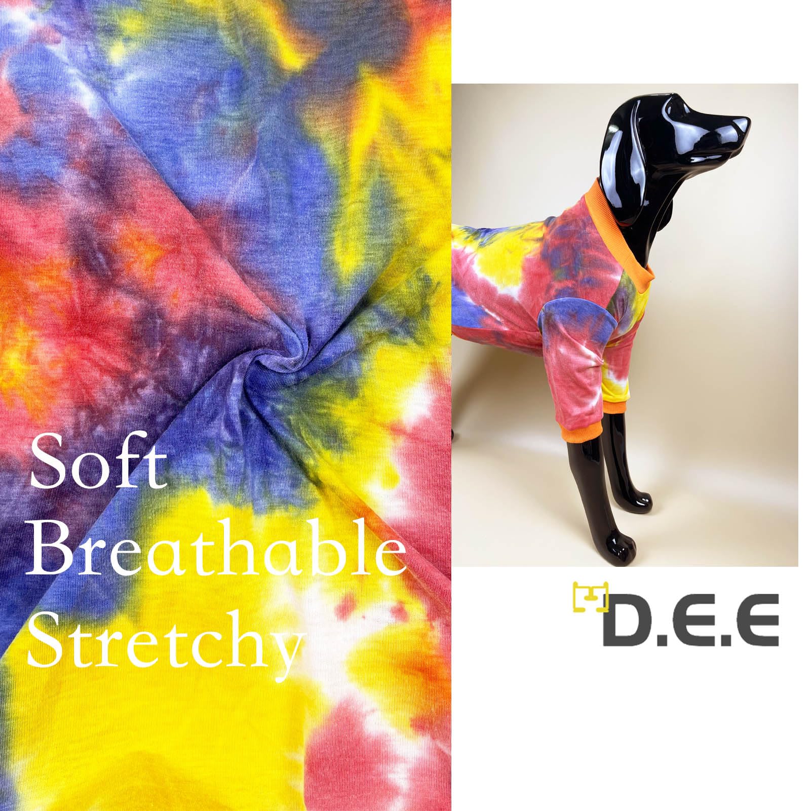D.E.E Cotton Dog Shirts Large Tie Dye Dog Clothes Lightweight Girl Boy Big (Orange, L(19.6'' Back 23.6'' Chest))