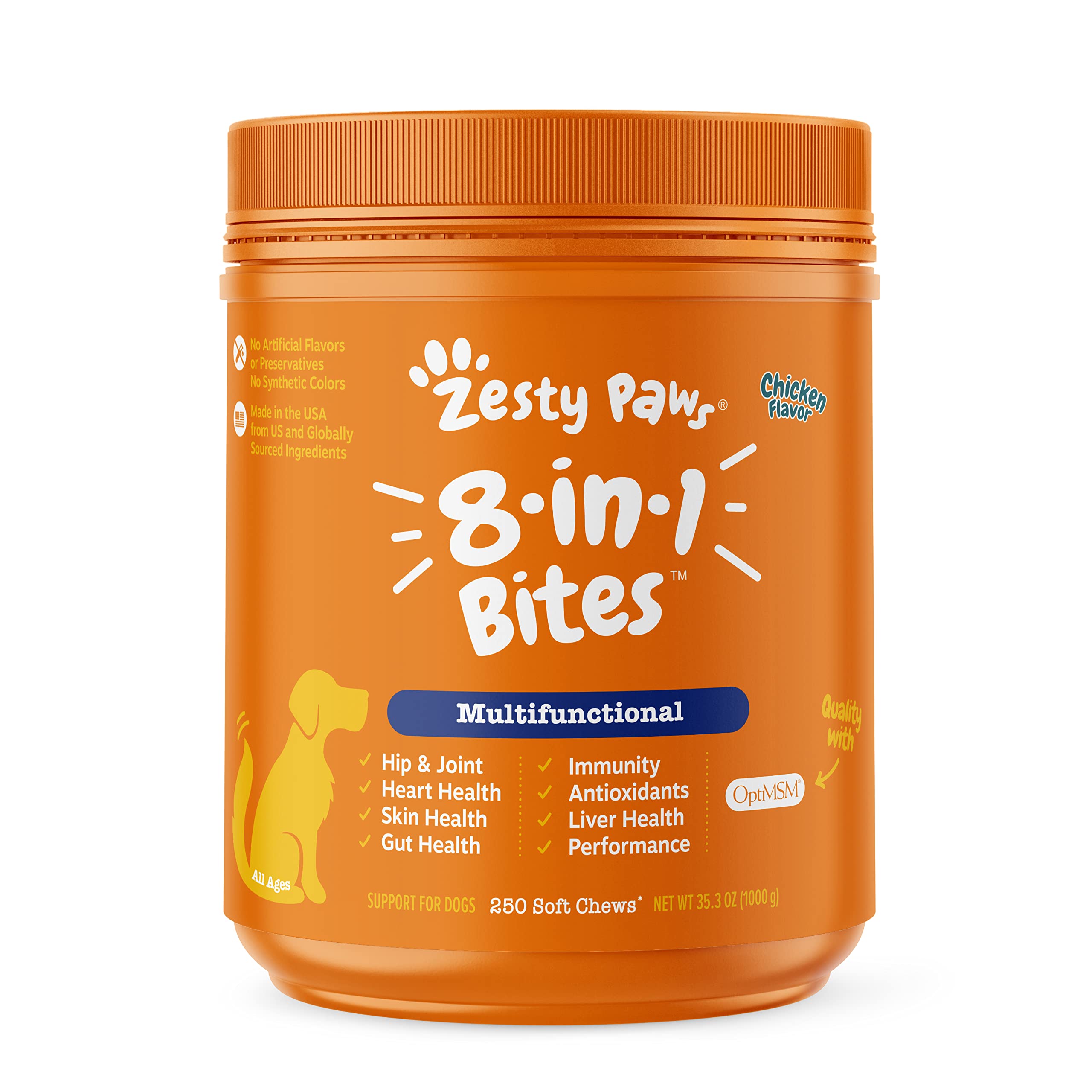 Multifunctional Supplements for Dogs - Glucosamine Chondroitin for Joint Support with Probiotics Gut Immune Health Omega Fish Oi