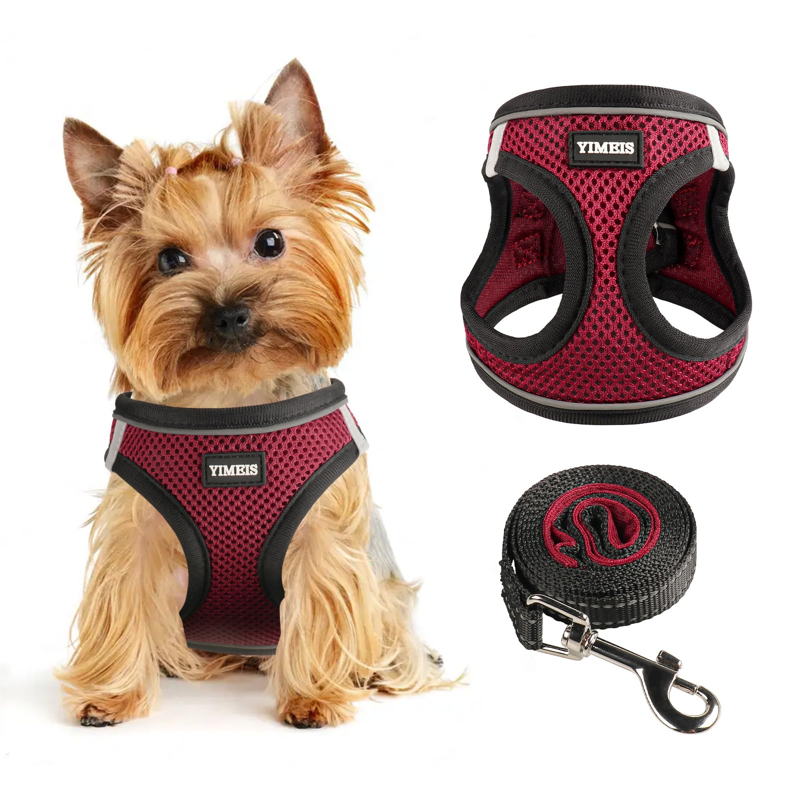 Dog Harness for Small Dogs and Leash Set, Honeycomb Grid, Reflective Lightweight Harness & Anti-Twist Pet Lead Multi Color, Size