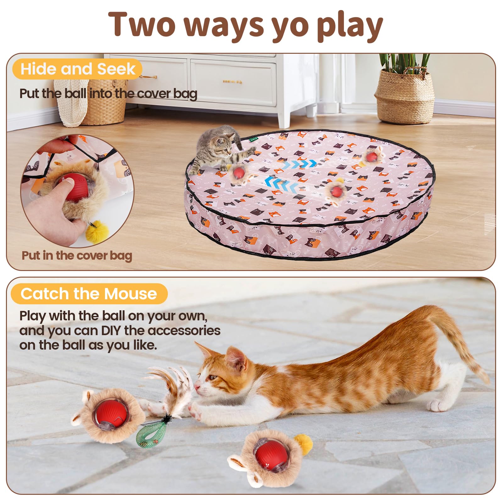 Trail Tail Interactive Cat Toy For Indoor Cats, Rechargeable Kitten Toy For Chasing And Hunting, Hide And Seek Mouse Catching Ga