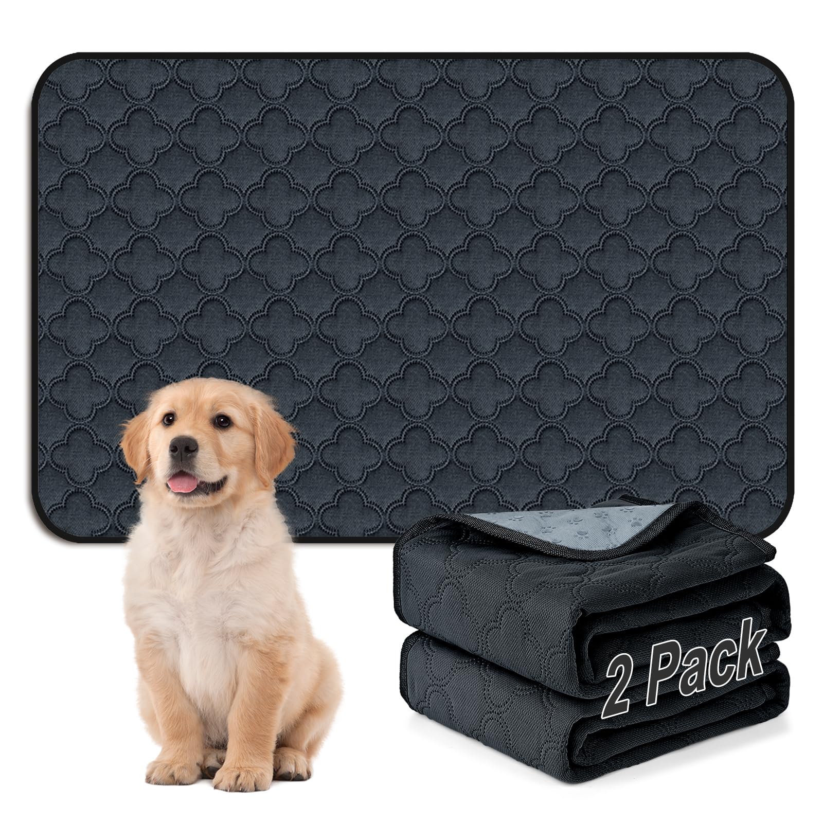 Funfurry Washable Pee Pads For Dogs - 2 Pack Reusable Pee Pads,Waterproof Puppy Pads,Pet Training Pads,Super Absorbent With Dog 