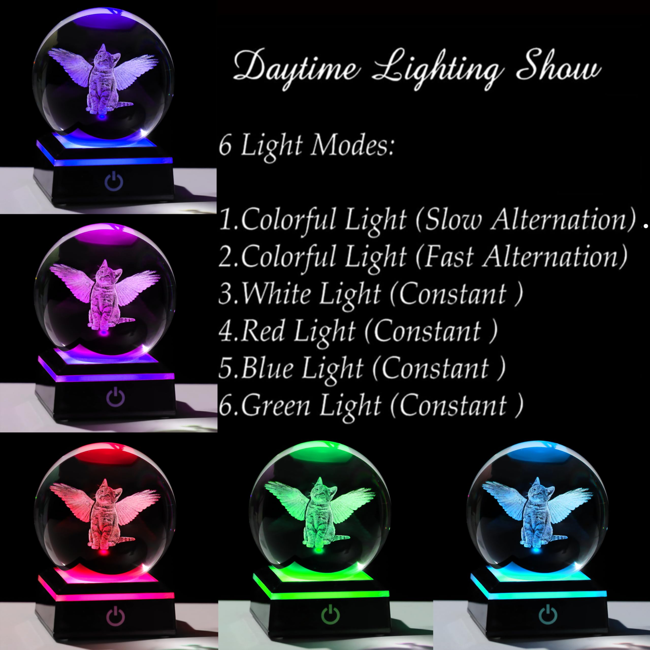 Qianwei Cat Memorial Gifts For Loss Of Cat - Pet Memorial Cat Angel Statue 3D Crystal Engraved Office Decor - Remembrance Bereav