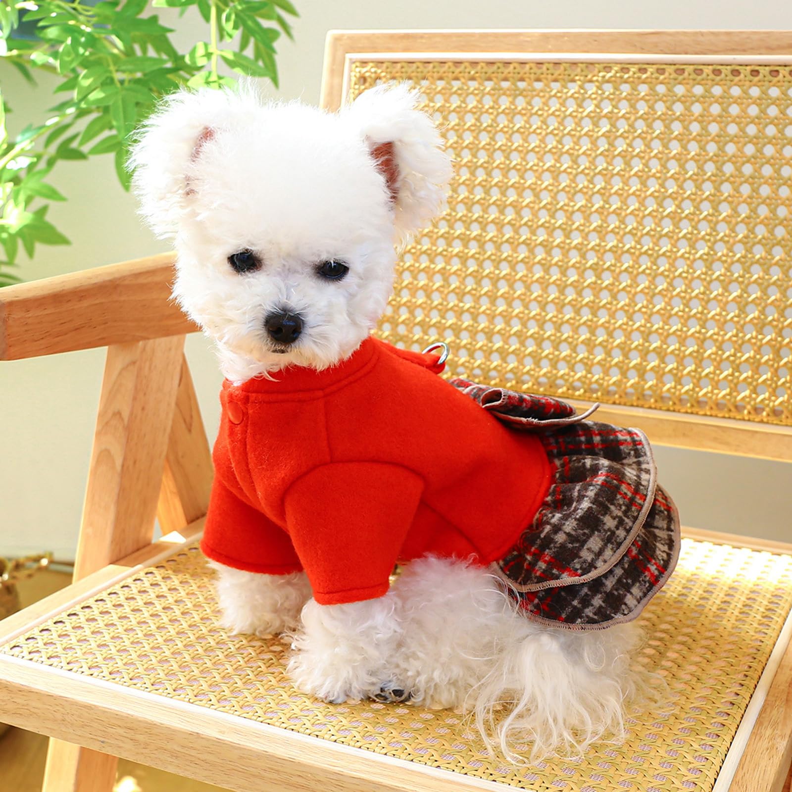 Ainlenelf Dog Dress Full Dog Clothes For Small Dogs Girl, Puppy Clothes Princess Plaid Dogs Dresses, Pet Clothes Holiday Festiva