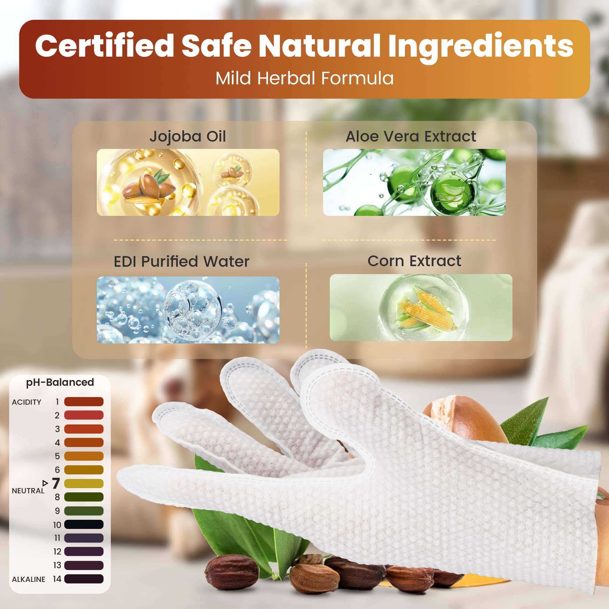 Pet Glove Wipes For Dogs Cats, Dog Cleaning Gloves, Dog Wipes Cleaning Deodorizing, Pet Wipes For Dogs Cats, Extra Thick, Unscen