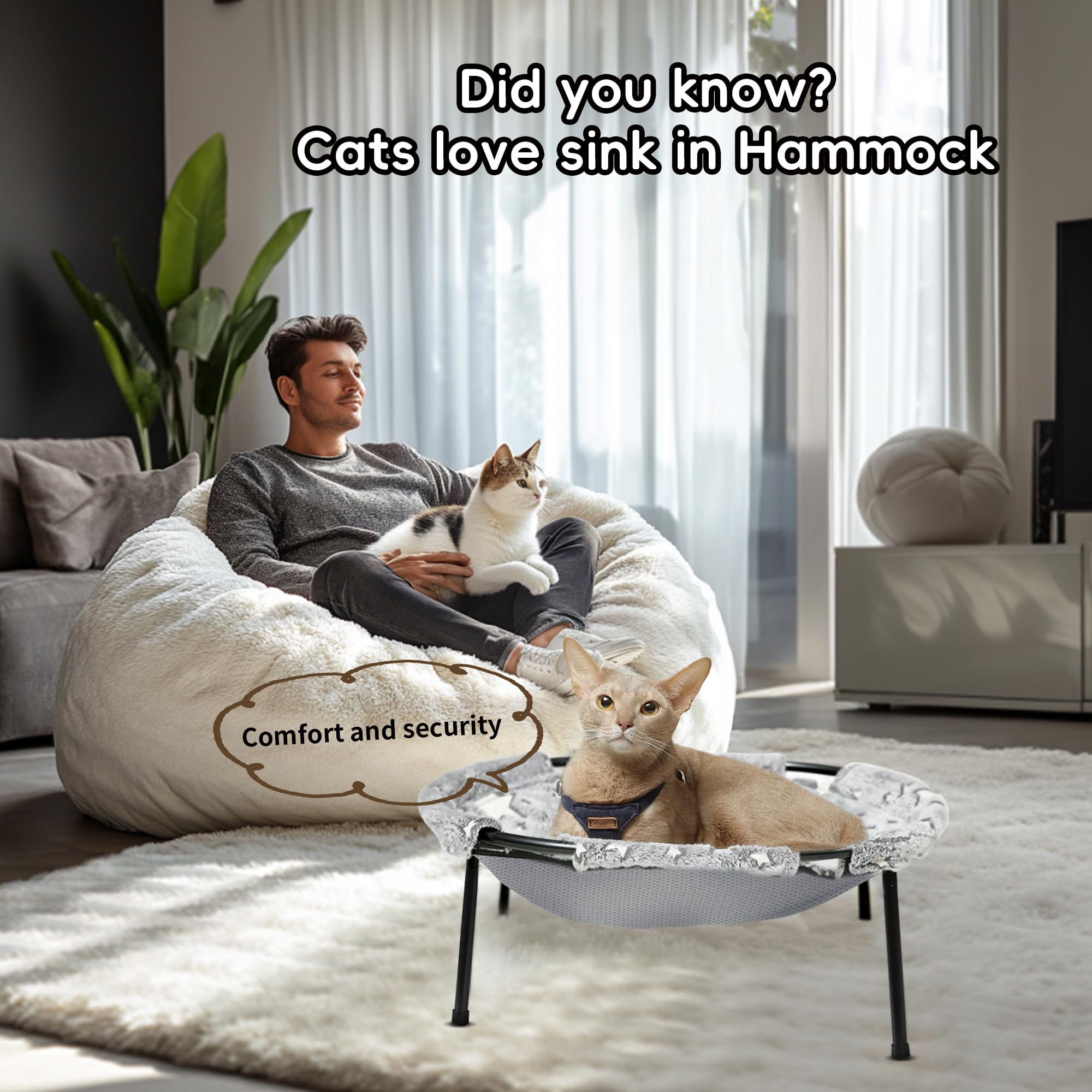 Pomesea Sink In Elevated Cat Bed Hammock With Dual Sided Cover Glow In The Dark Fabric All Season Use Machine Washable Tool Free