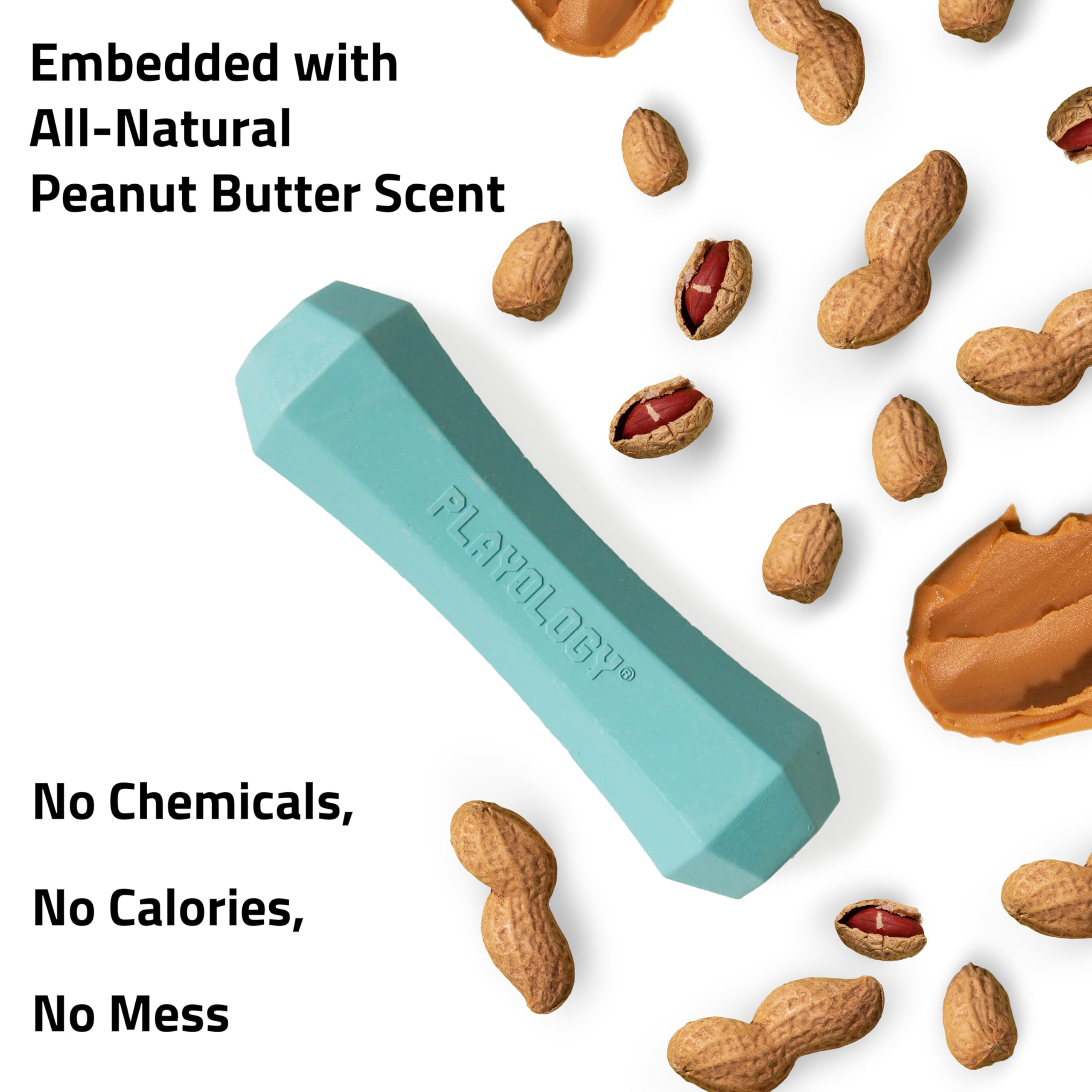 Playology Squeaky Chew Stick Dog Toy, For Medium To Large Dog Breeds (15Lbs - 35Lbs) - For Moderate Chewers - Engaging All-Natural Peanut Butter Scented Toy - Non-Toxic Materials
