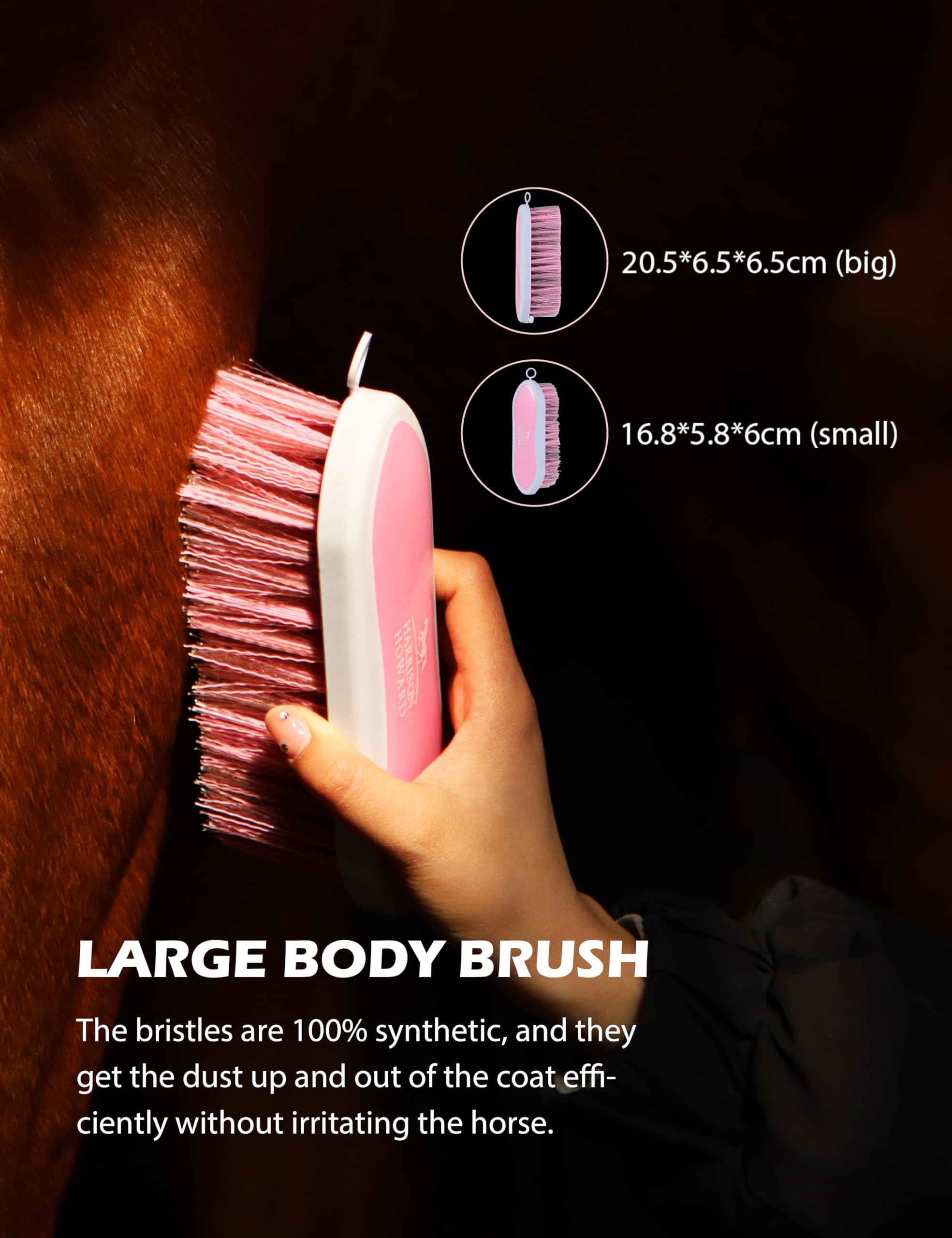 Harrison Howard Horse Grooming Kit 9-Piece Equine Care Series Horse Brush Sets With Organizer Tote Bag Pink