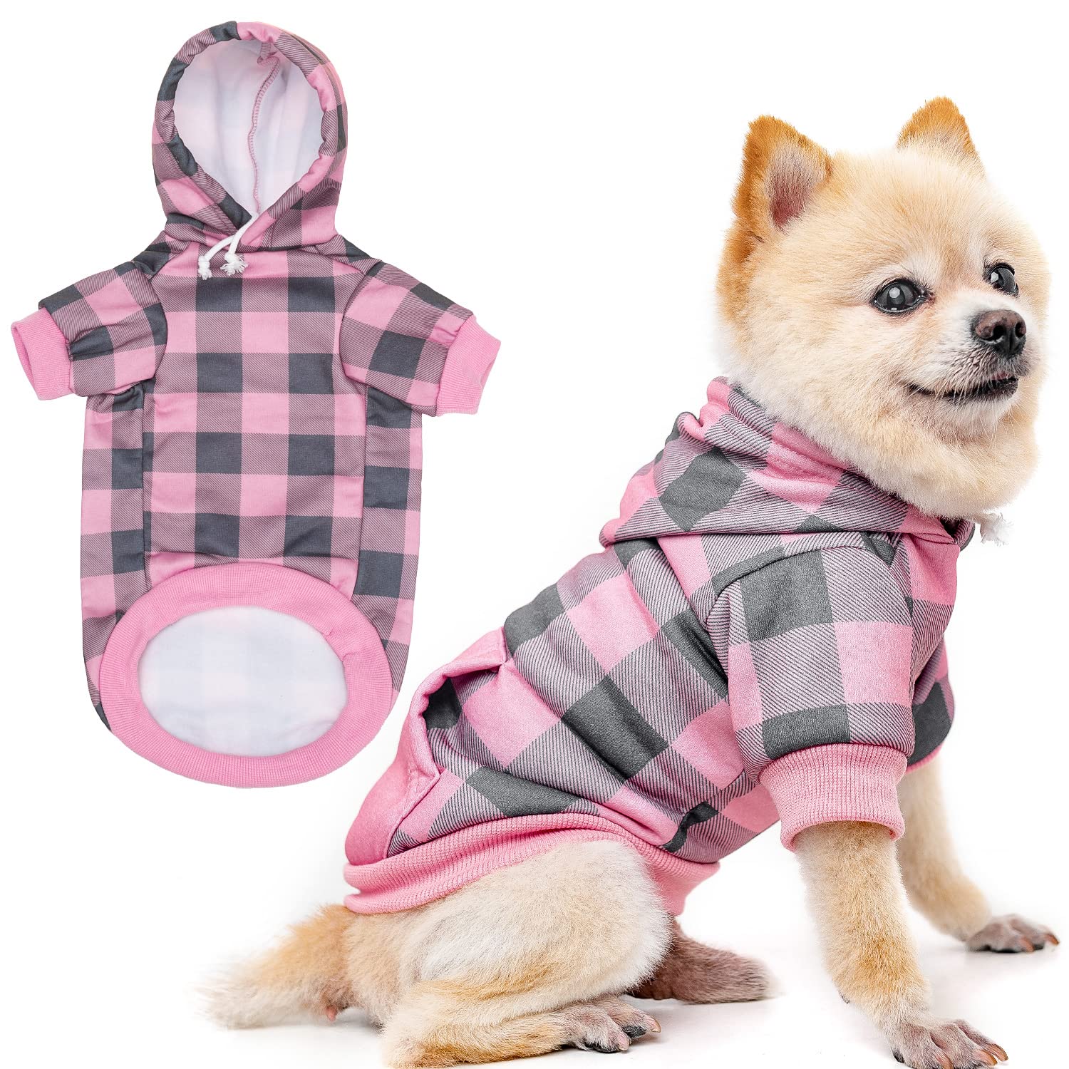 Plaid Dog Hoodie Pet Clothes Sweaters With Hat