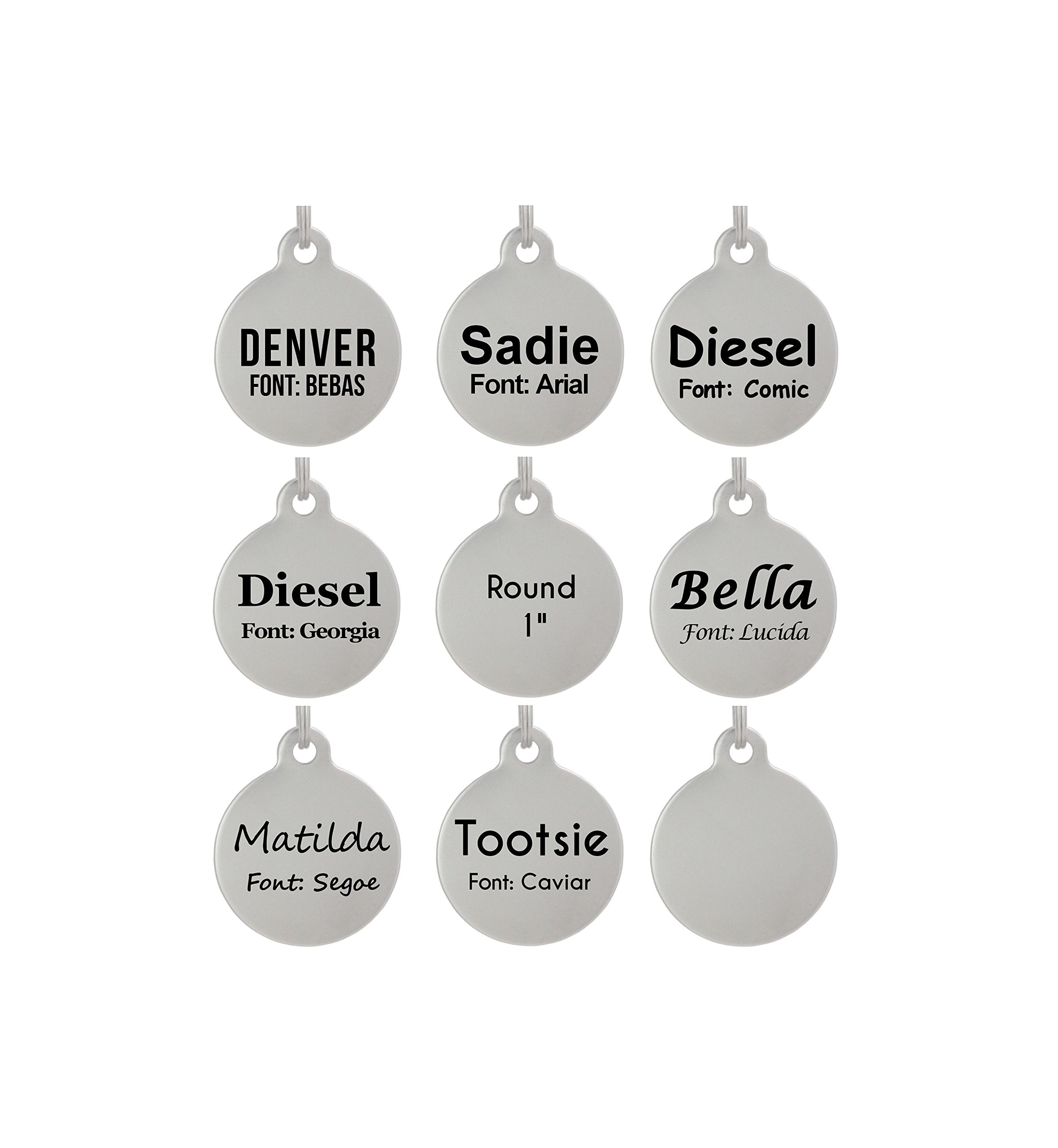 Double Sided Laser Etched Stainless Steel Pet Id Tag For Dog And Cat Engraved And Personalized 1' Round Shape (No Graphic)