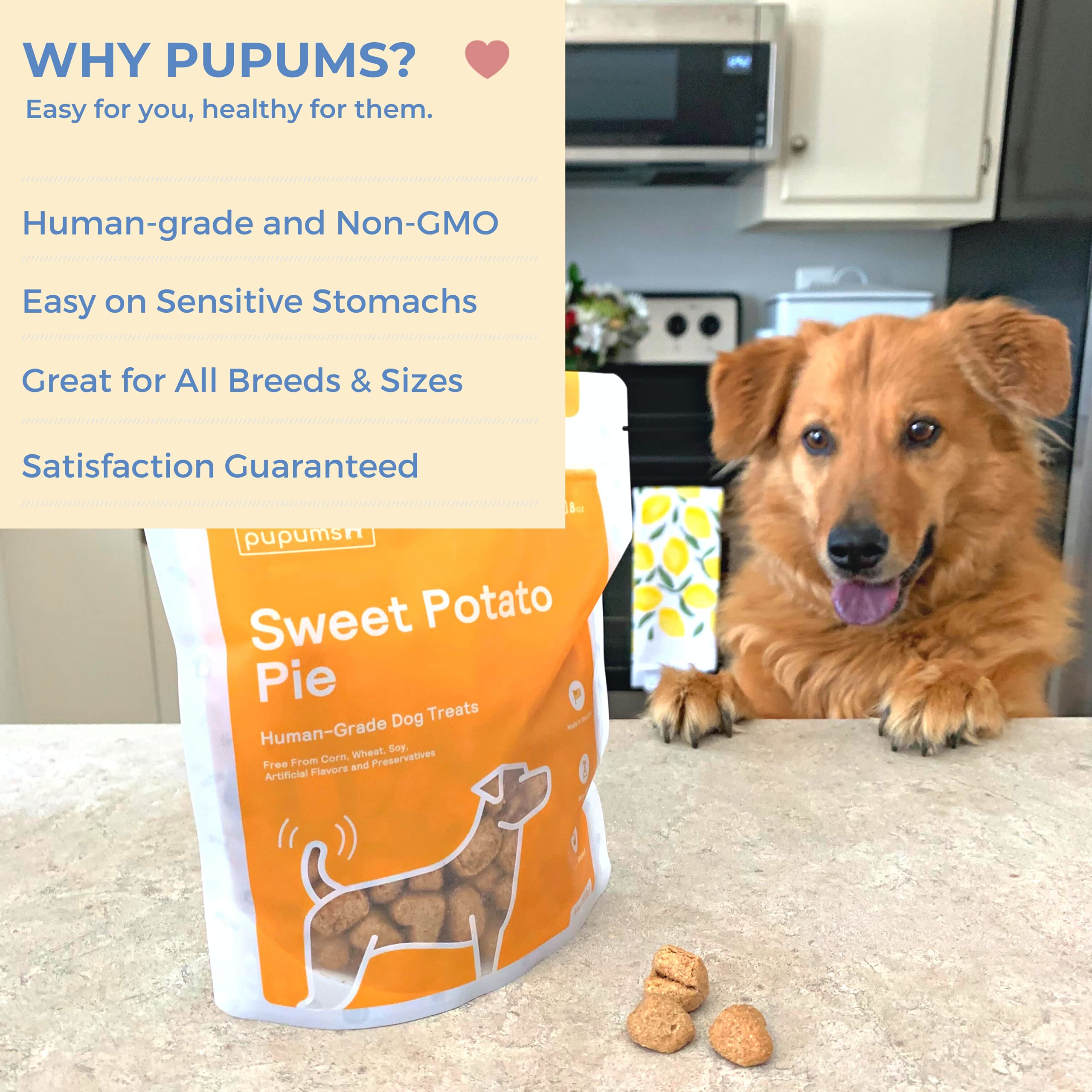 Pupums Organic Sweet Potato Dog Treats - Grain Free, Non-GMO, Highly Digestible, 8oz
