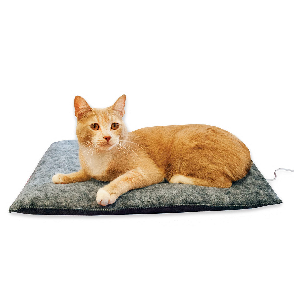 K&H Pet Products Amazin' Kitty Pad Heated, Indoor Heated Cat Bed Traps Cat Hair And Dander, Washable Cat Mat, Gray 15 X 20 Inche