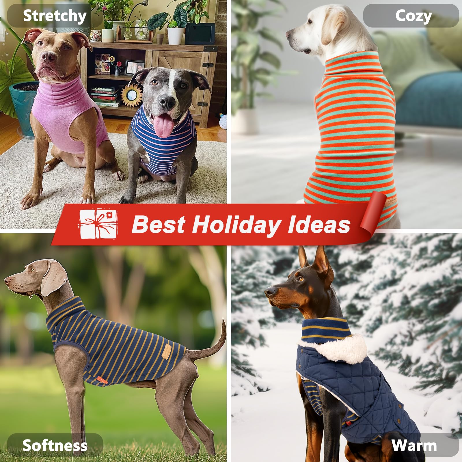 Kyeese 2Pack Dog Sweater Warm Dog Clothes Stretchy Dog Sweater Large Size Dog Soft Dog Sweatshirt Pullover Large Dog Sweater Turtleneck Dog Coats Dog Sweaters For Large Dogs