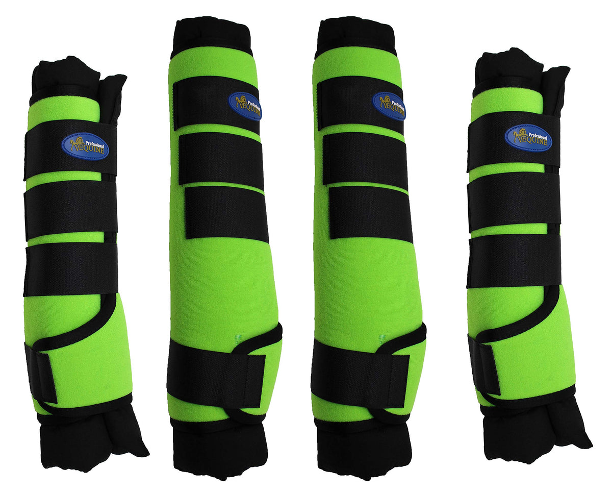 Professional Equine Horse Horse 4-Pack Leg Care Stable Shipping Neoprene Boot Wraps Green 4108LG