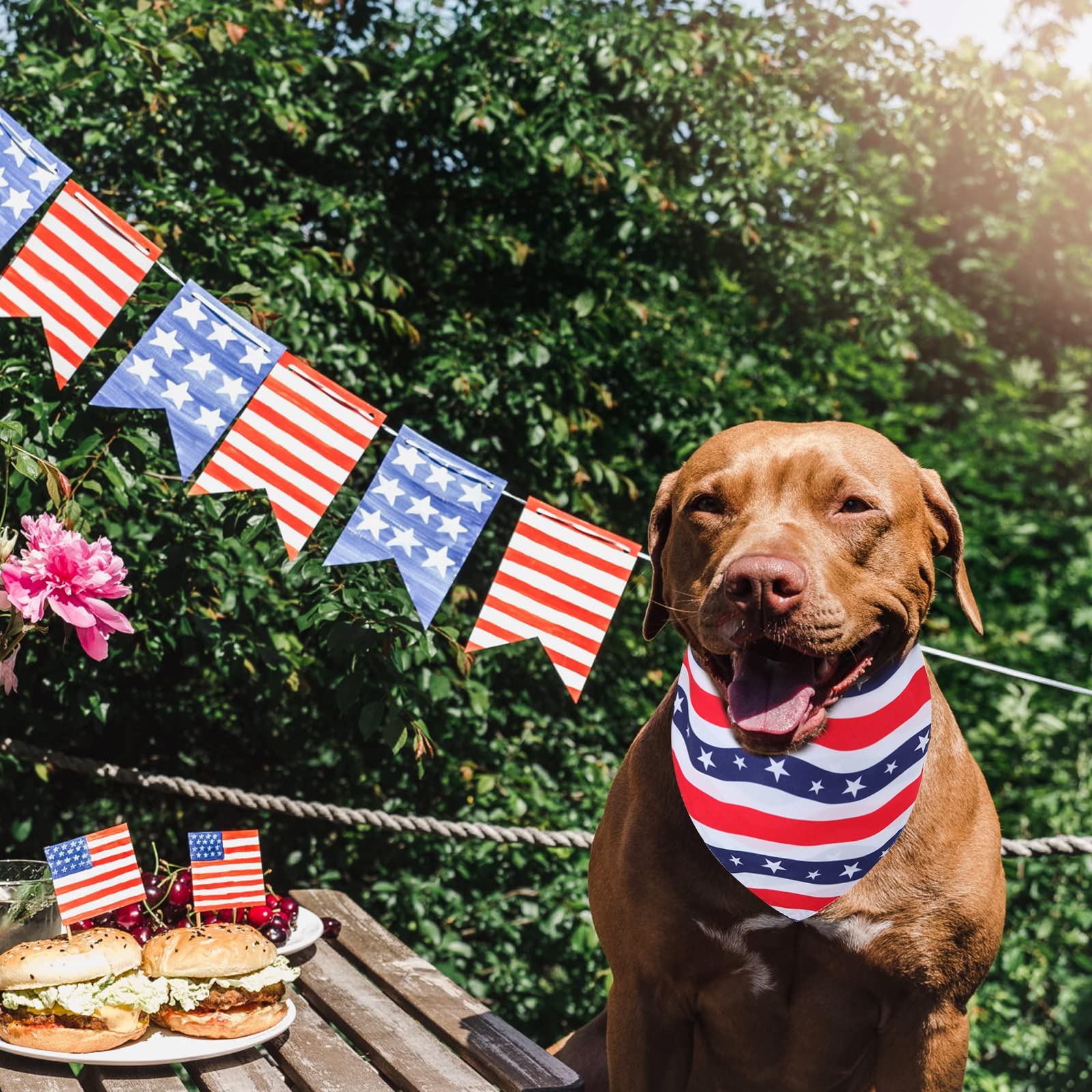 Gofshy Fourth of July Dog Bandana Large- 1PCS, American Flag Dog Bandana for Boy and Girl, Pet Patriotic Scarf, Premium Durable
