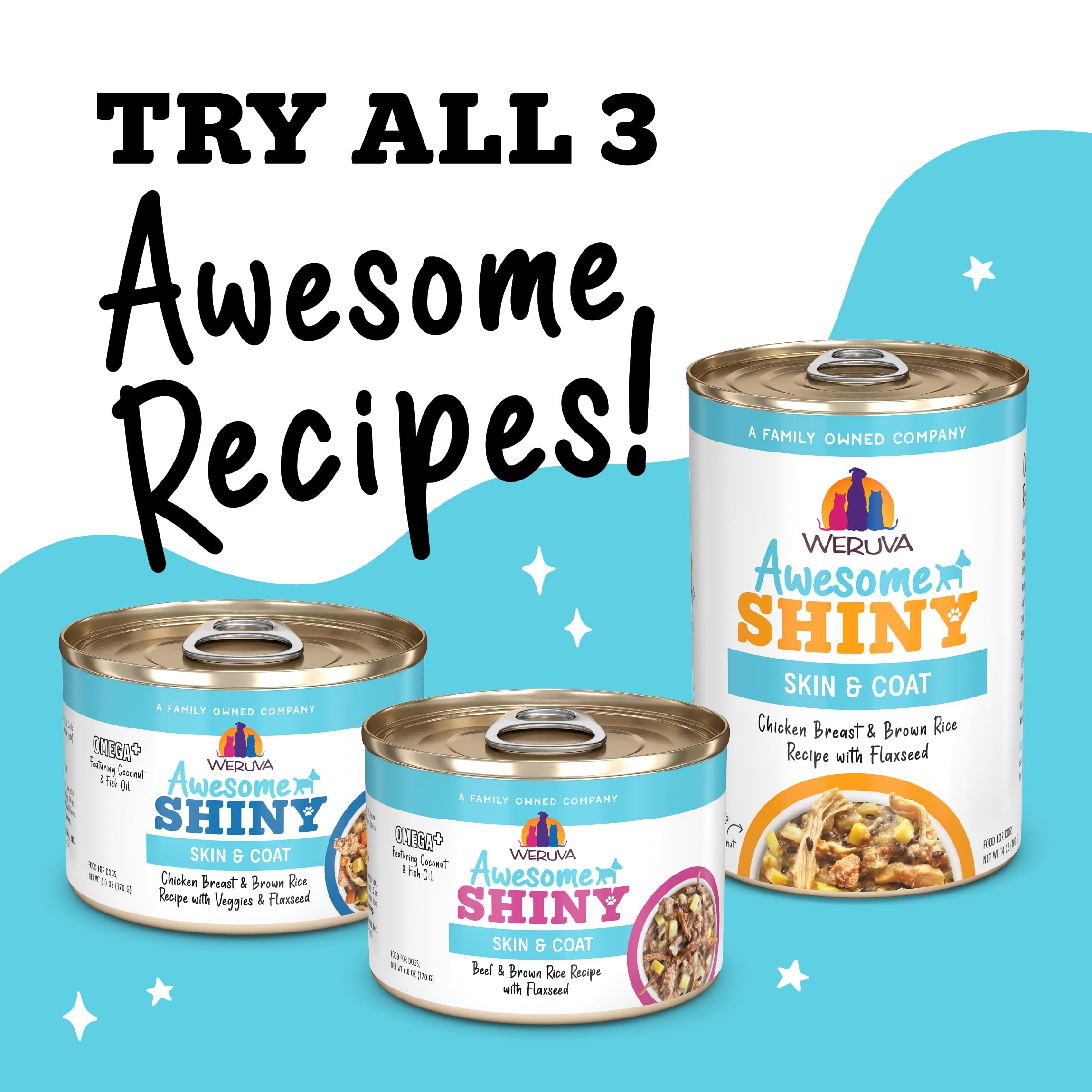 Weruva Awesome Shiny Wet Dog Food, Chicken & Brown Rice, 6oz Can (Pack of 8)