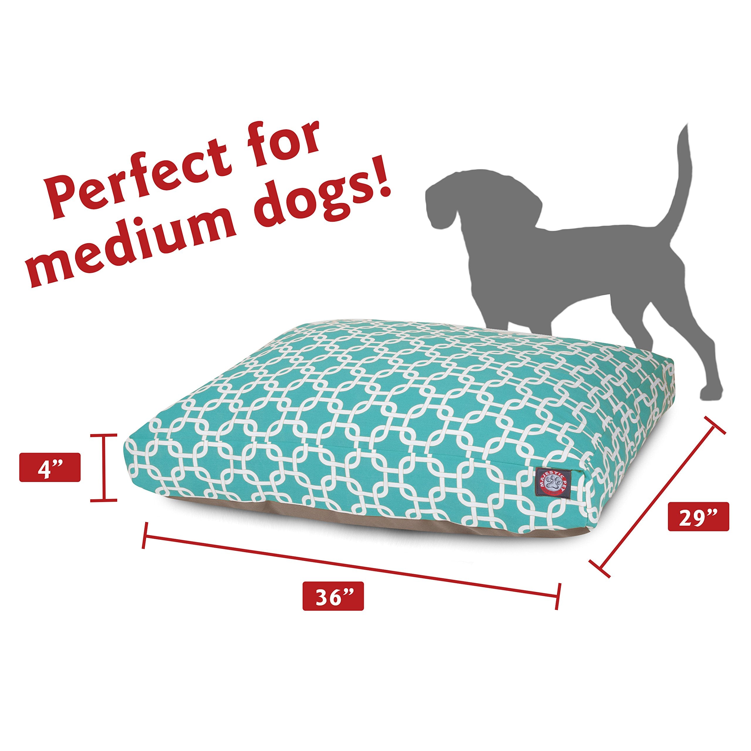 Teal Links Medium Rectangle Indoor Outdoor Pet Dog Bed With Removable Washable Cover By Majestic Pet Products