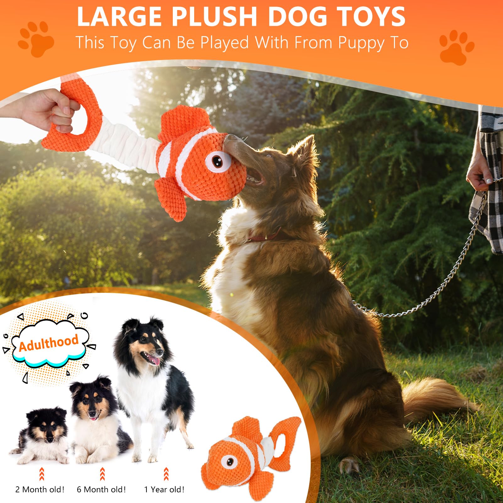 Molantaule Squeaky Dog Toys, Durability Interactive Tug Of War Puppy Toys For Indoor And Outdoor Play - Stuffed Pet Dog Toys Wit