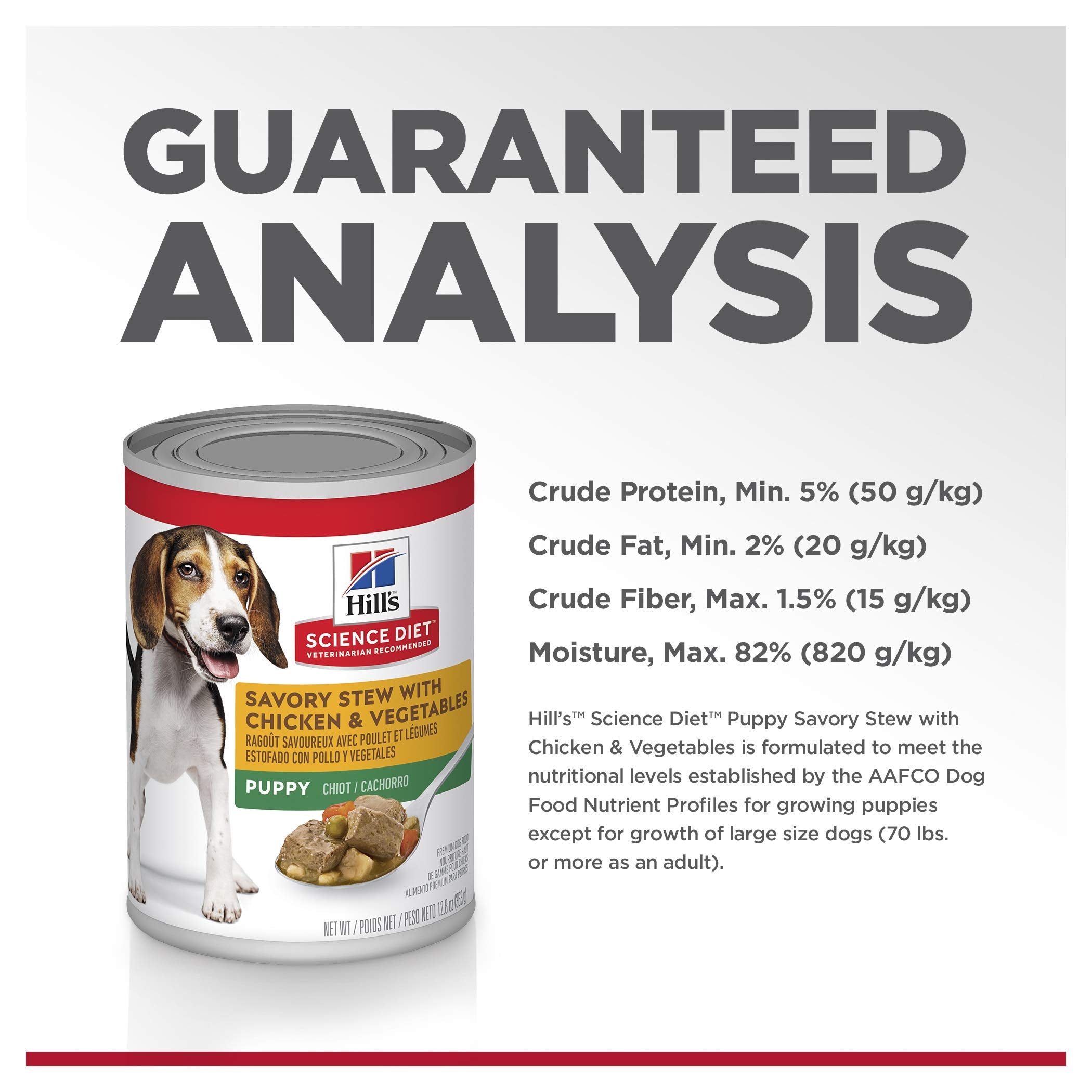 Hills Science Diet Puppy, Puppy Premium Nutrition, Wet Dog Food, Chicken & Vegetables Stew, 12.8 oz Can, Case of 12
