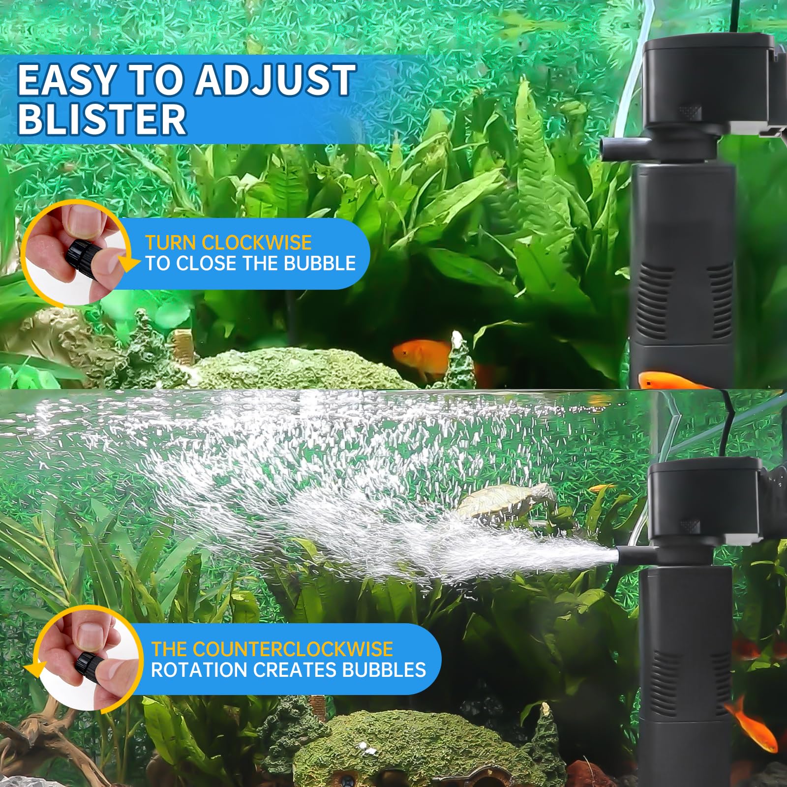 Aquarium Filter for 55-150 Gallons Tank, Internal Fish Tank Filter, Powerful Pump Submersible for Large Fish Tanks, Turtle Tanks