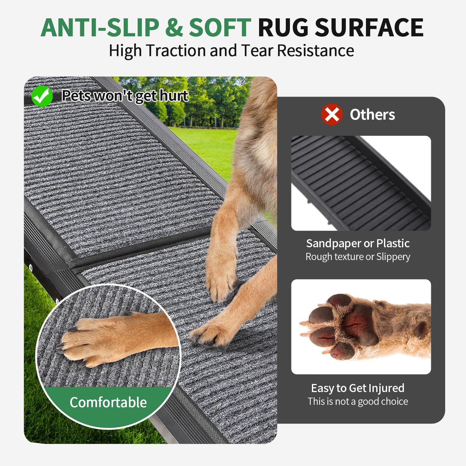 Dog Ramp for Car, Longest 71 Portable Folding Pet Ramp with Extra Pet Blanket, Car Ramp with Non-Slip Rug Surface, Gentler Dog S