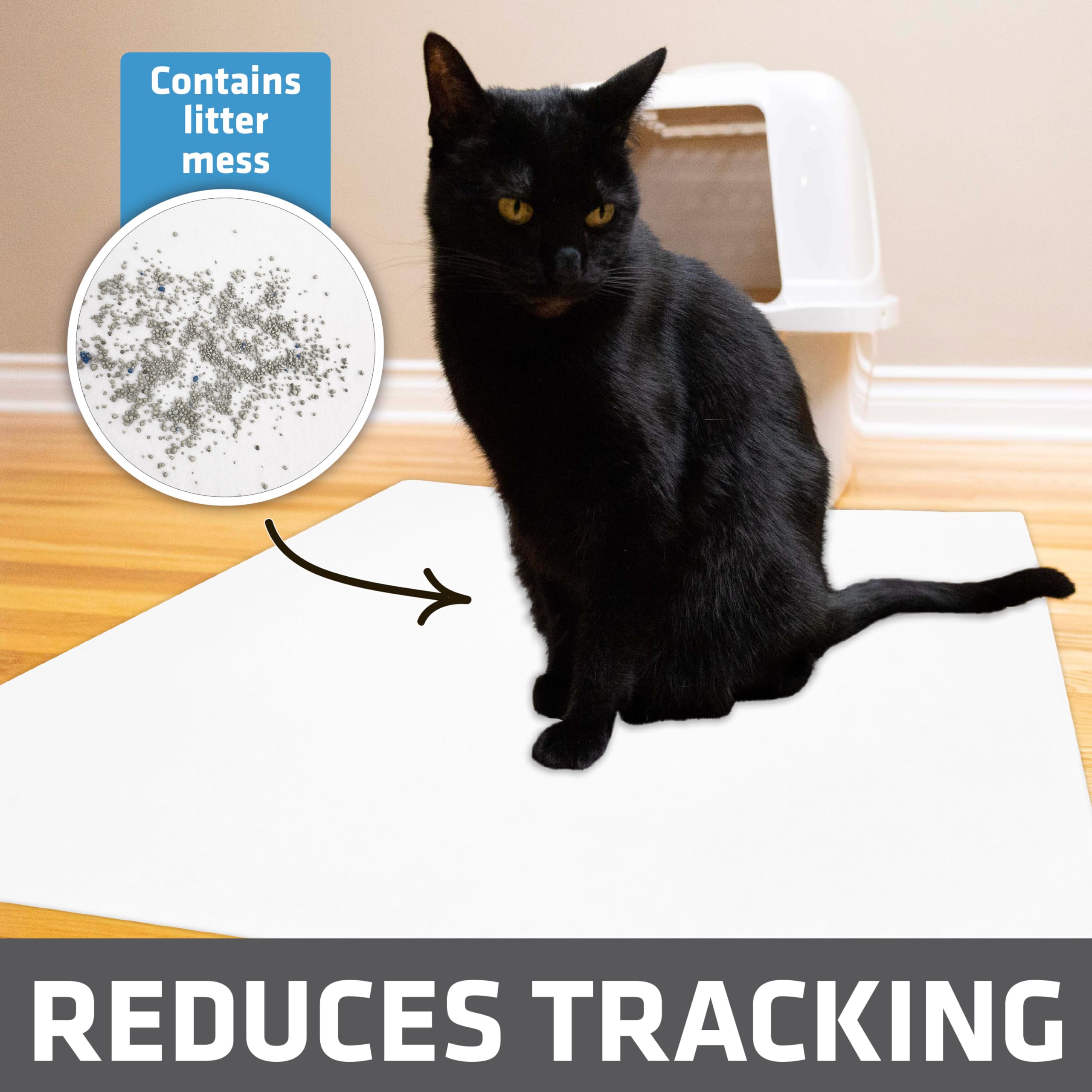 Drymate Cat Litter Mat - Waterproof, Absorbent, Machine Washable, Soft on Paws, 28x36, White, USA Made, Recycled Content