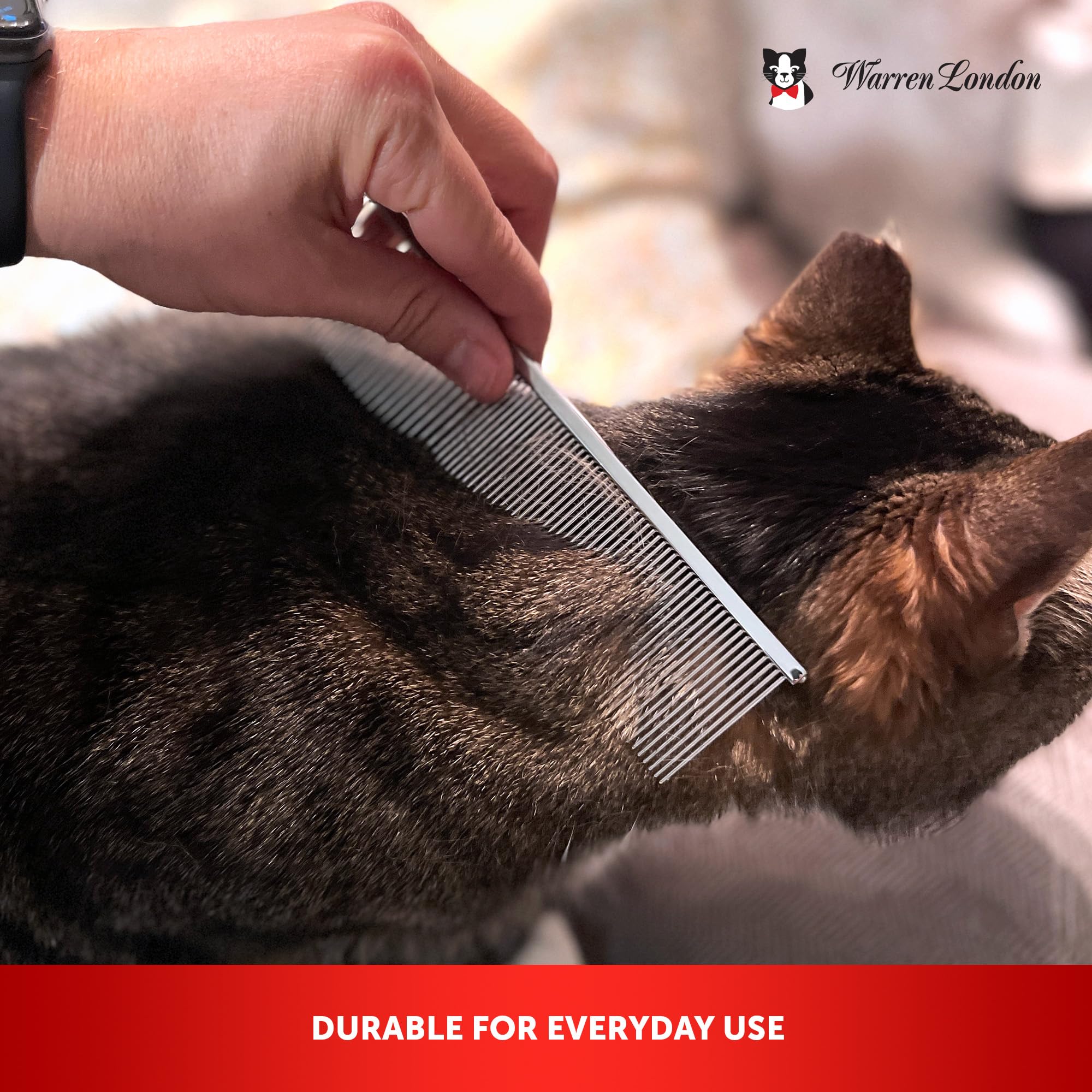 Warren London Cool Cat Comb | 7.5 Inches Of Copper Strength | Rounded Tips Prevent Irritation | Comfort Control Durability | Fin