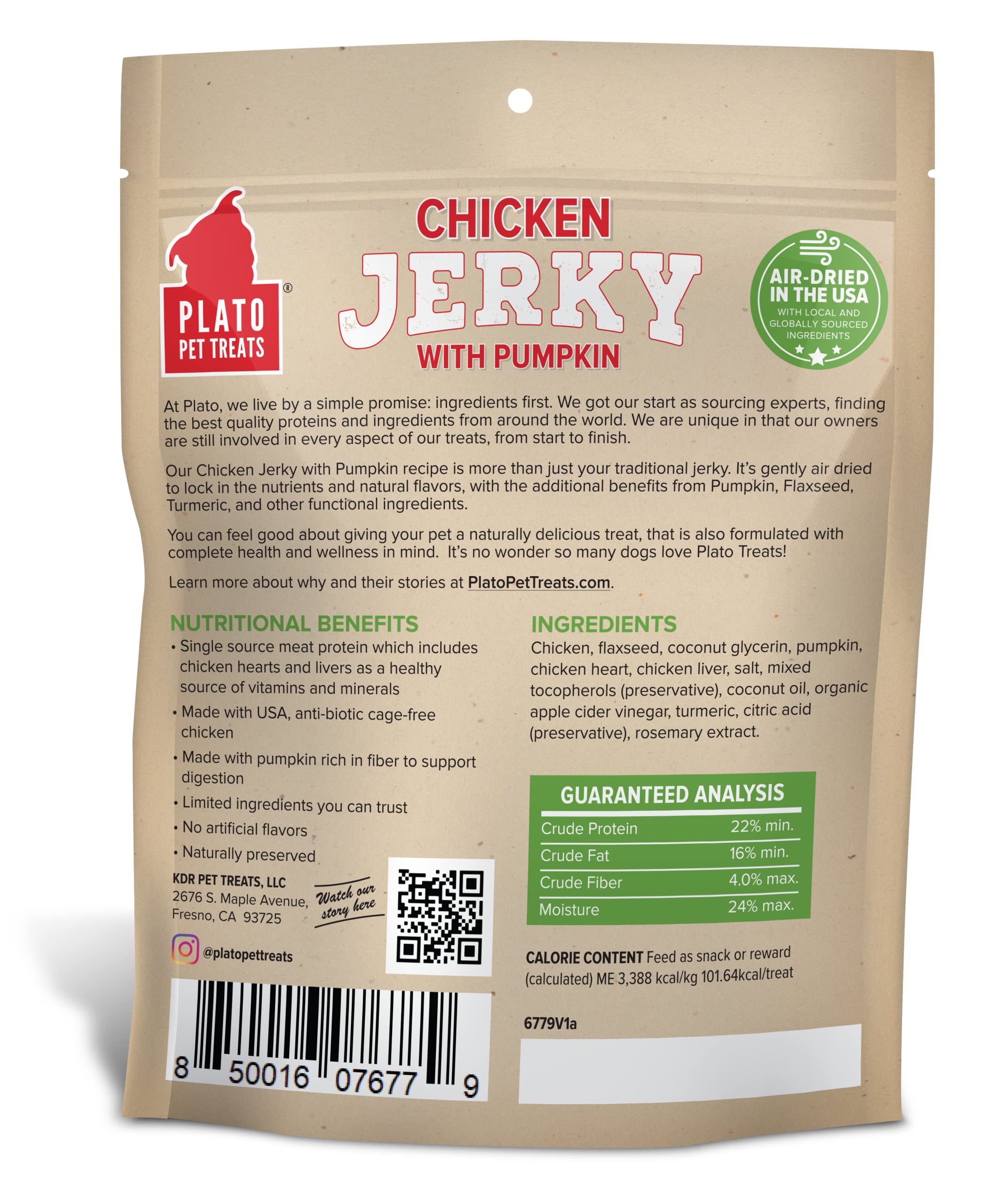 Plato Dog Jerky Chicken With Pumpkin 16Oz