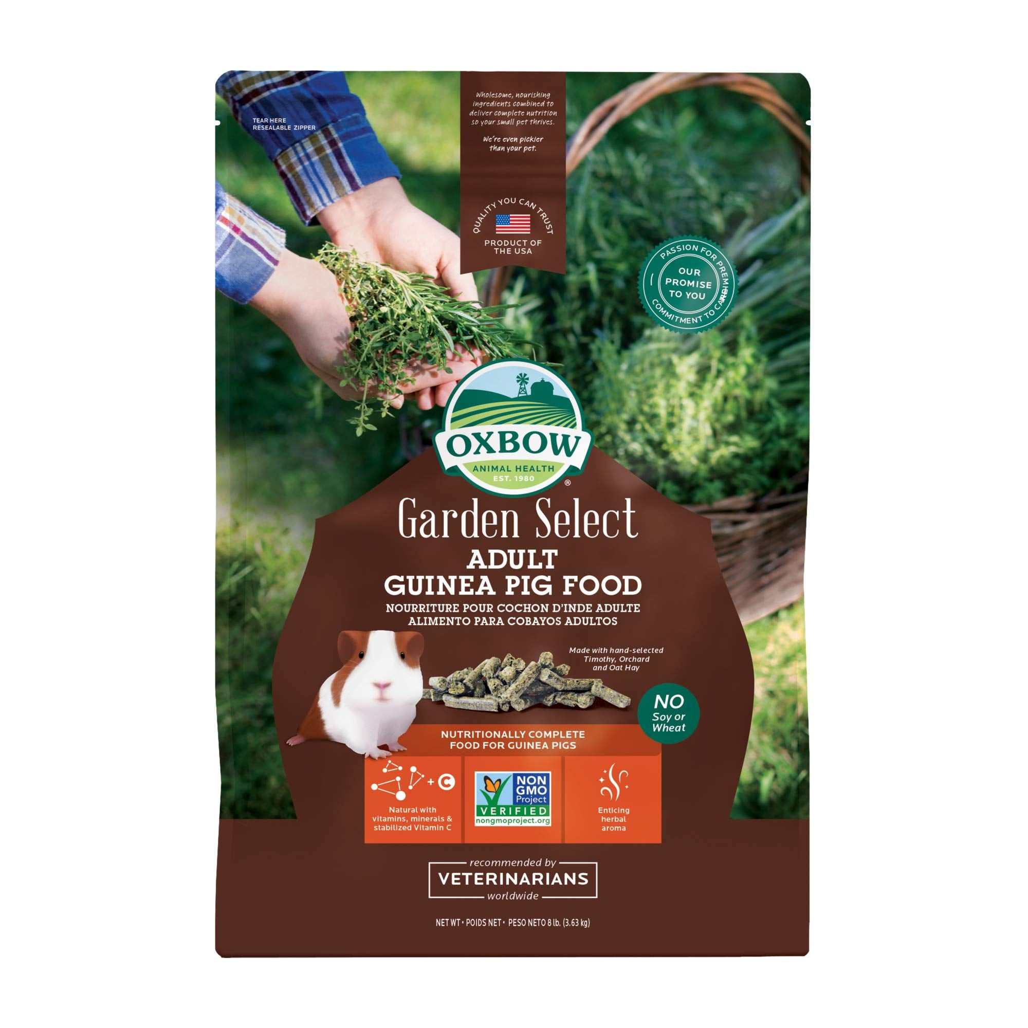 Oxbow Garden Select Guinea Pig Food, Adult, Made Timothy Hay for Guinea Pig, Pet Food Pellets with Vitamin C, Non-GMO, Small Ani
