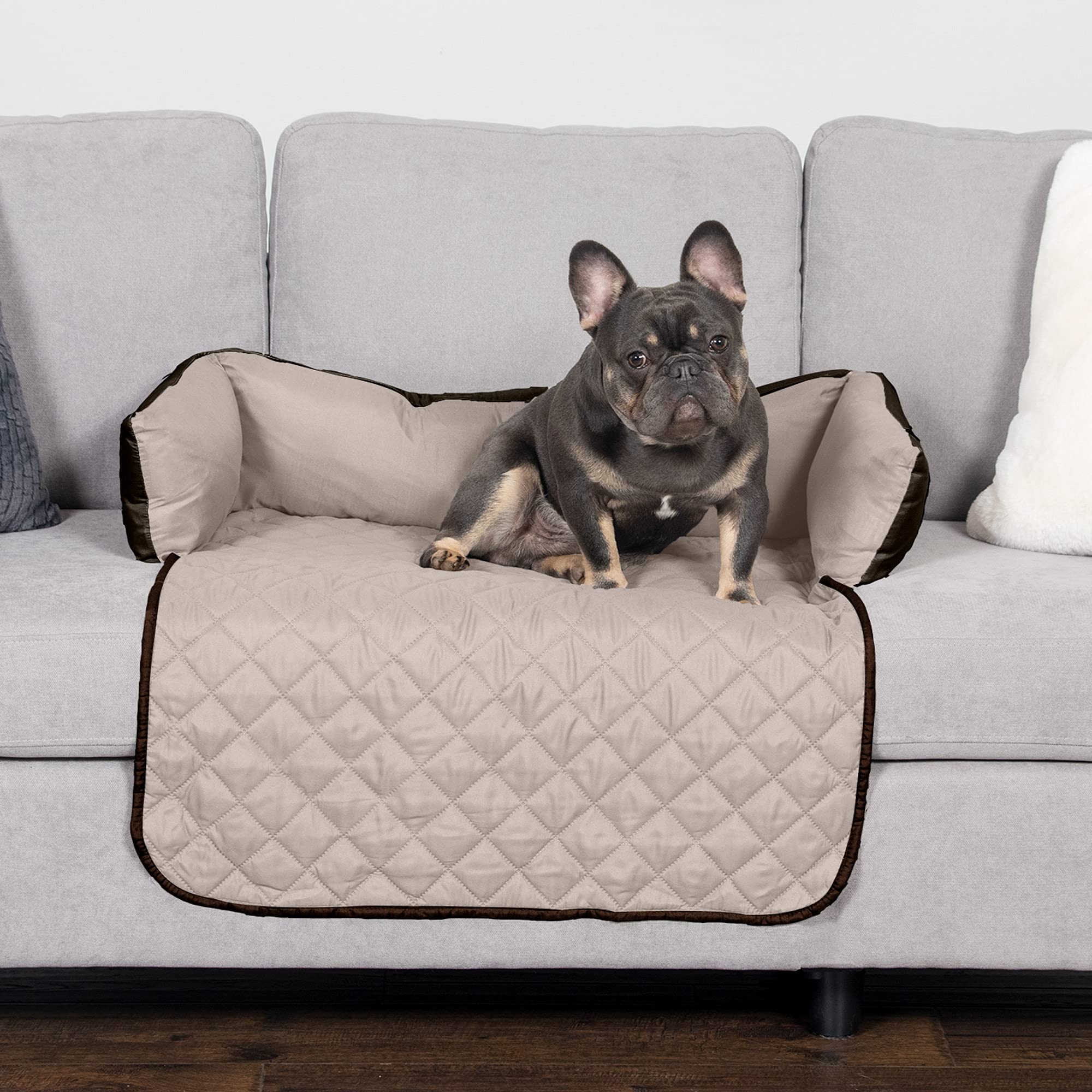 Furhaven Water-Resistant & Reversible 30' Wide Seat Cover Protector For Dogs & Cats, Perfect For Couches, Beds, & Car Seats - Sofa Buddy Bolster Seating Protector - Espresso/Clay, Medium