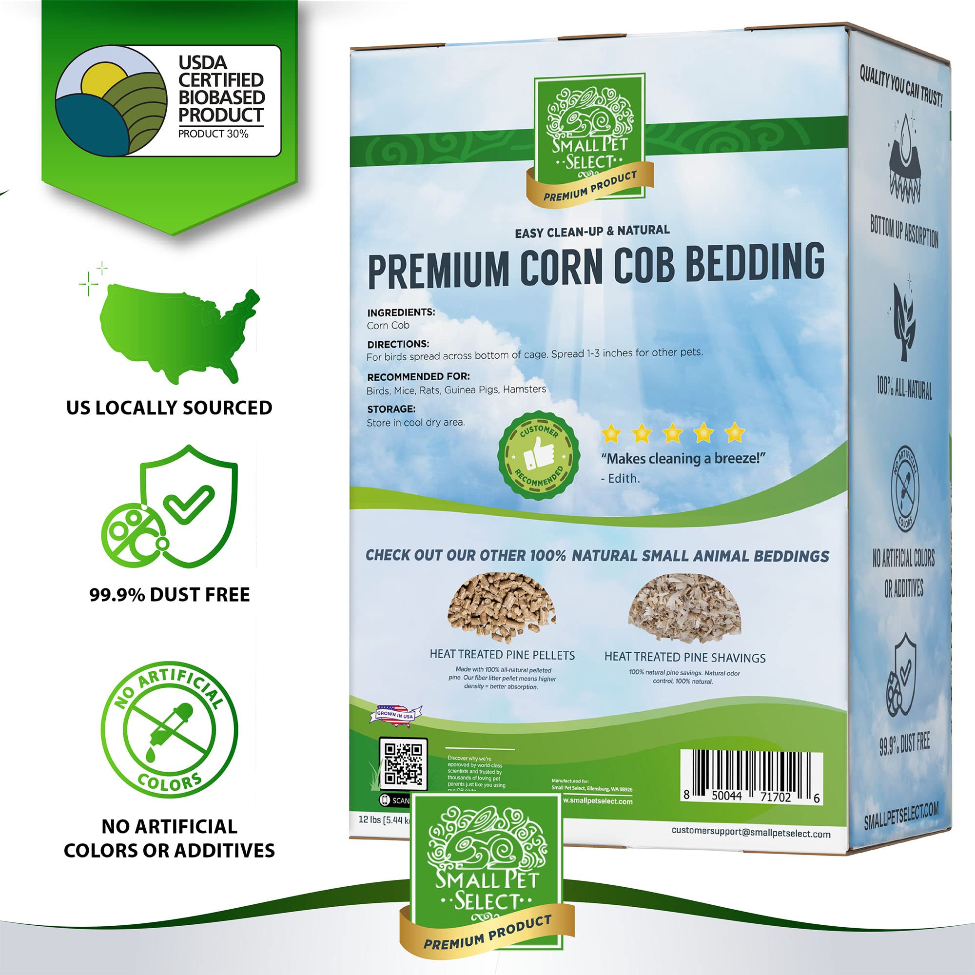 Small Pet Select 100% Natural Corn Cob Bedding For Pets Small Animal & Bird Cage Litter Safe For Hamsters, Guinea Pigs & More -1