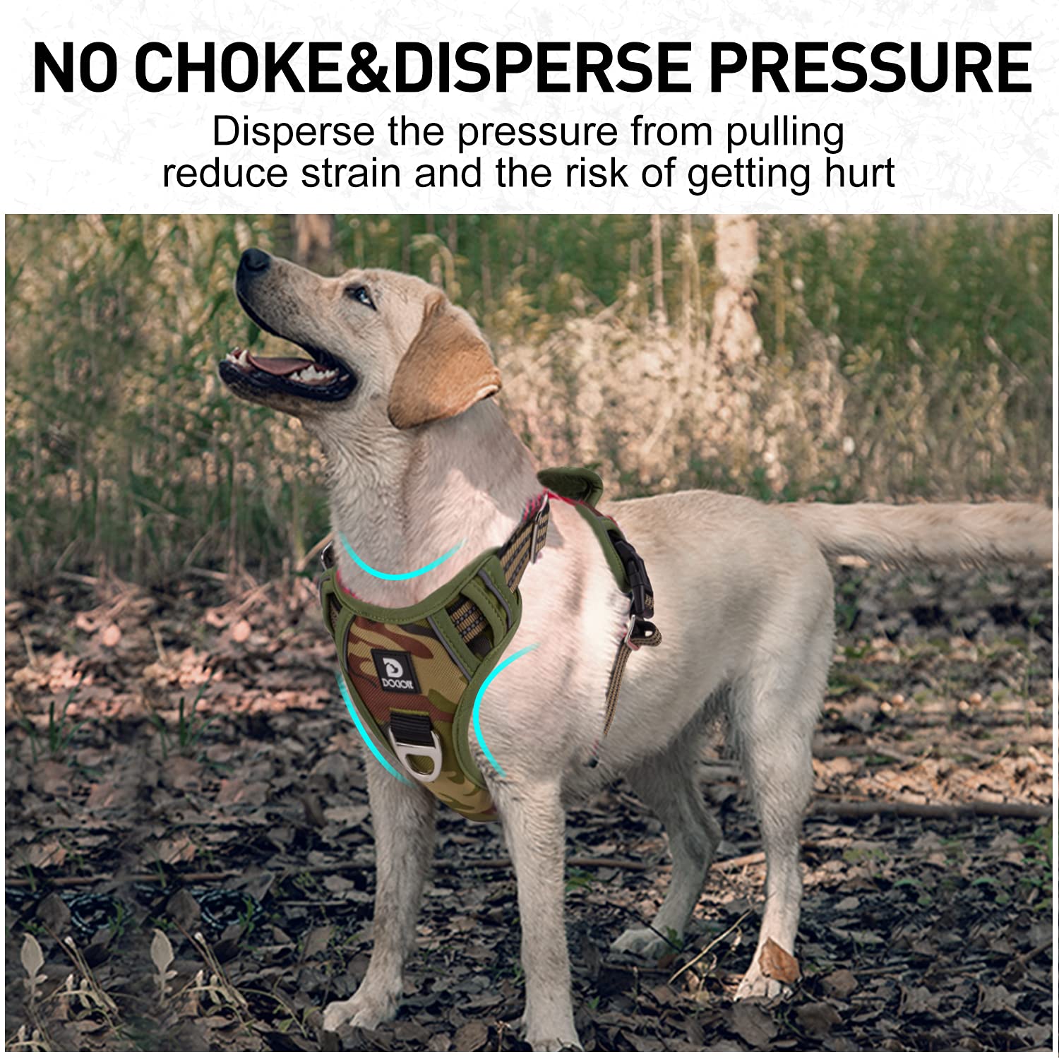 Dog Harness For Large Dogs No Pull Dog Harness With Handle 2 Metal Leash Clips, Adjustable Reflective Puppy Harness, Breathable