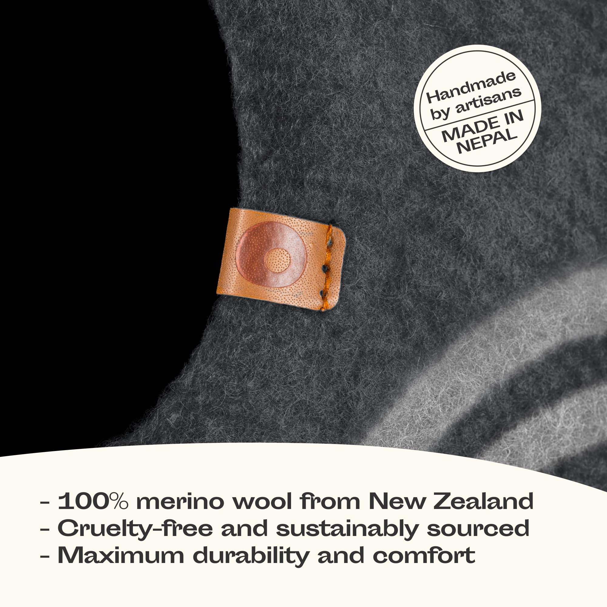 Meowfia Cat Cave - Premium Felt Cat Bed For Indoor Cats, Handmade 100% Merino Wool (Dark Shades) (Large, Dark Grey)