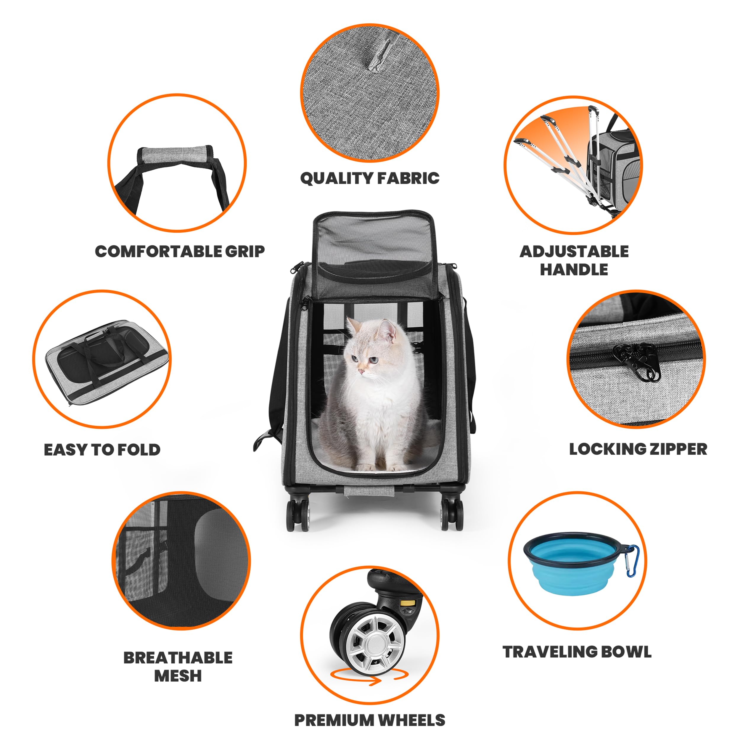 Xl Cat & Small Dog Carrier | 25' L X 16' W X 17' H - Up To 40 Lbs - Not Tsa Compliant - Small Dogs Or Large Cat Carrier With