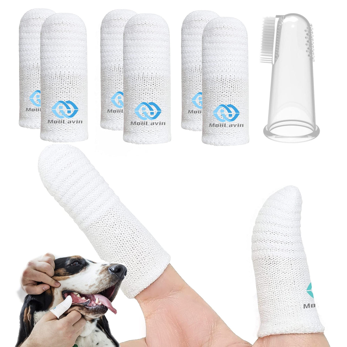 Moiilavin Pet Toothbrush For Small To Large Dogs Cats,Soft High Grade Finger Toothbrush,Teeth Oral Cleaning,Dental Care, 1 Set F
