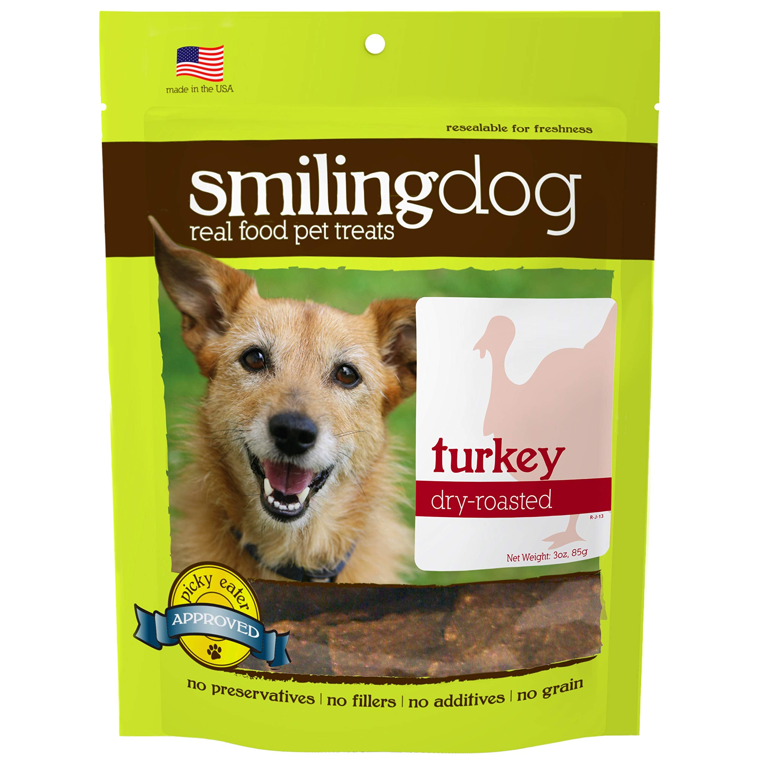 Herbsmith Smiling Dog Treats - Dry Roasted Turkey - Thats 100% it - 3 Ounce