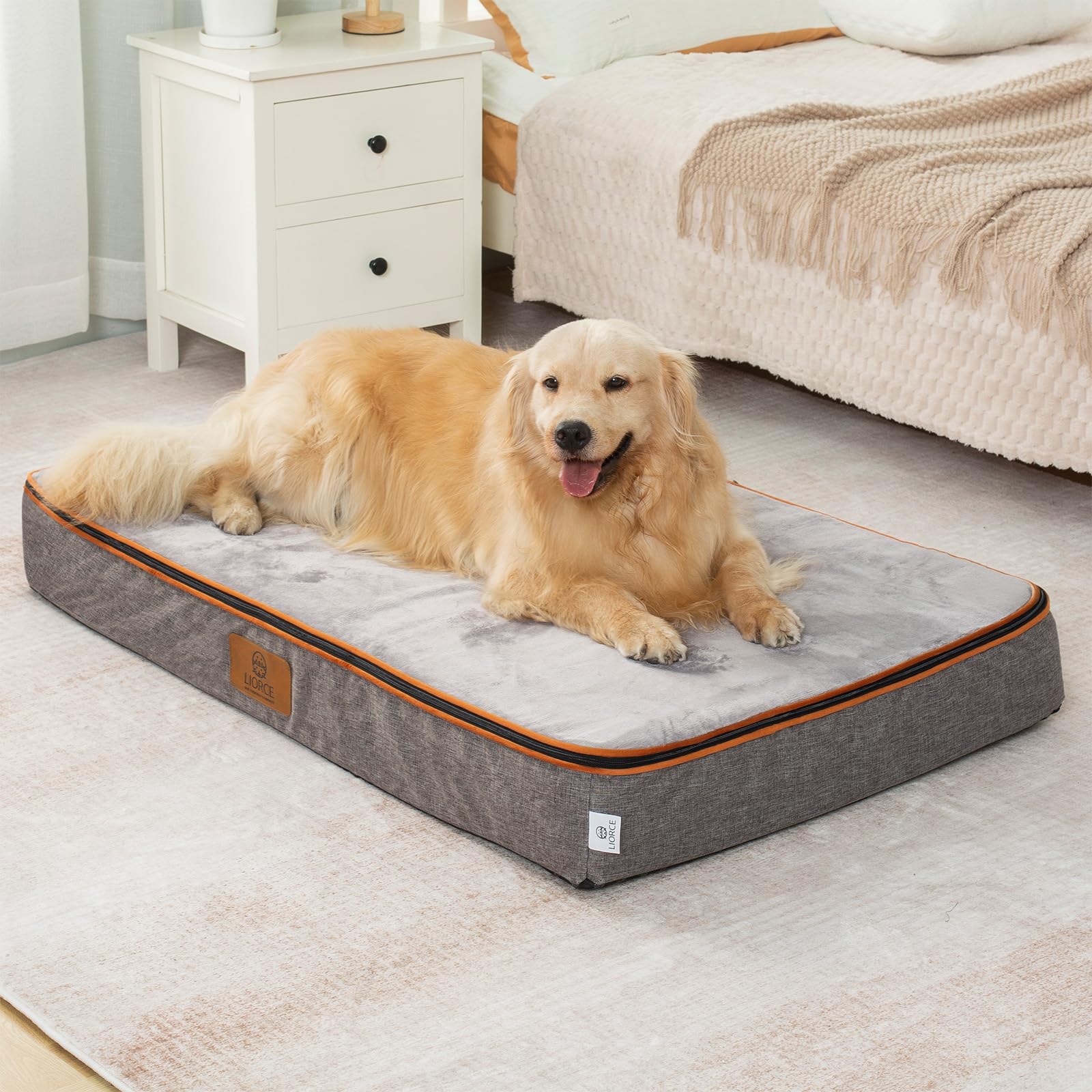 Liorce Orthopedic Memory Foam Xxl Dog Bed - 6'' Thick Beds For Extra Large Sized Dog - Waterproof Removable Washable Cover & Wra