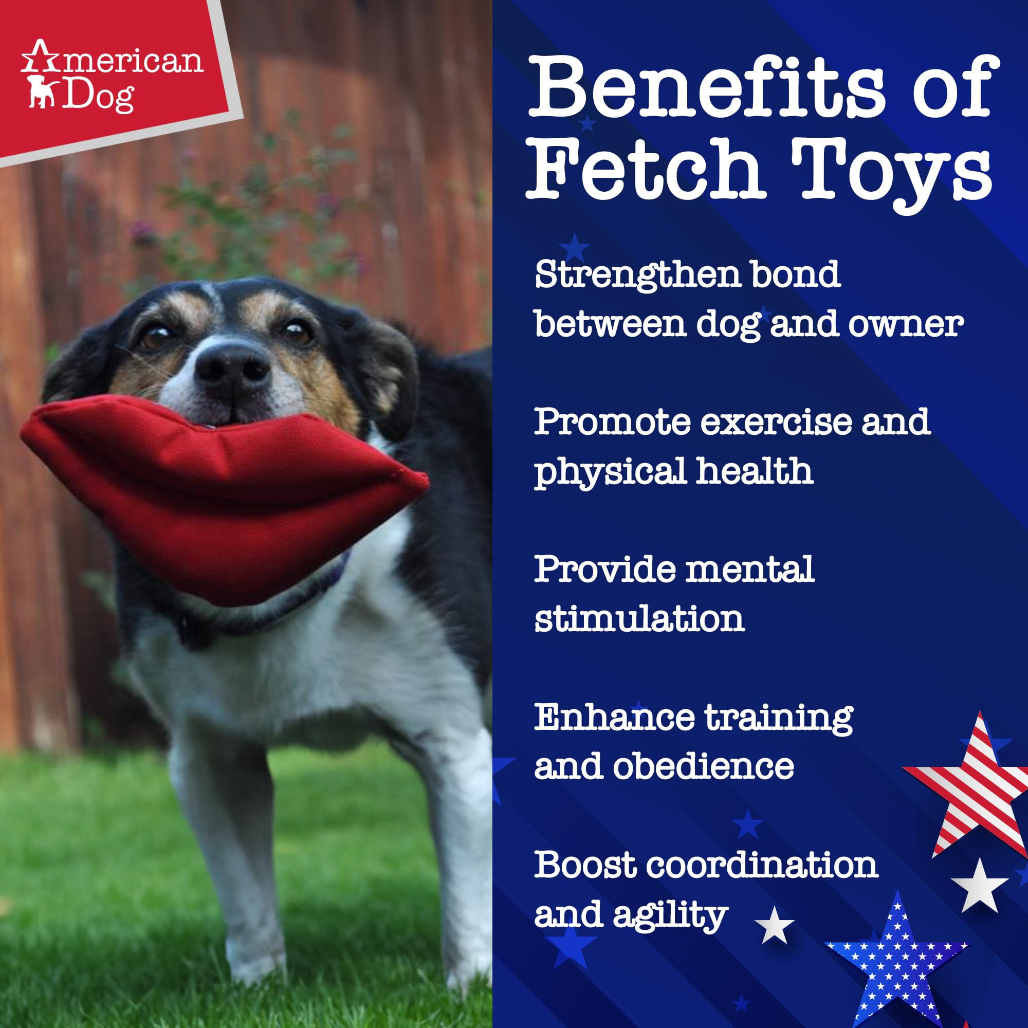 American Dog Big Red Lips - Durable Fetch Dog Toy Made In Usa From Pet-Safe, Machine-Washable 1000D Nylon Material With Squeaker