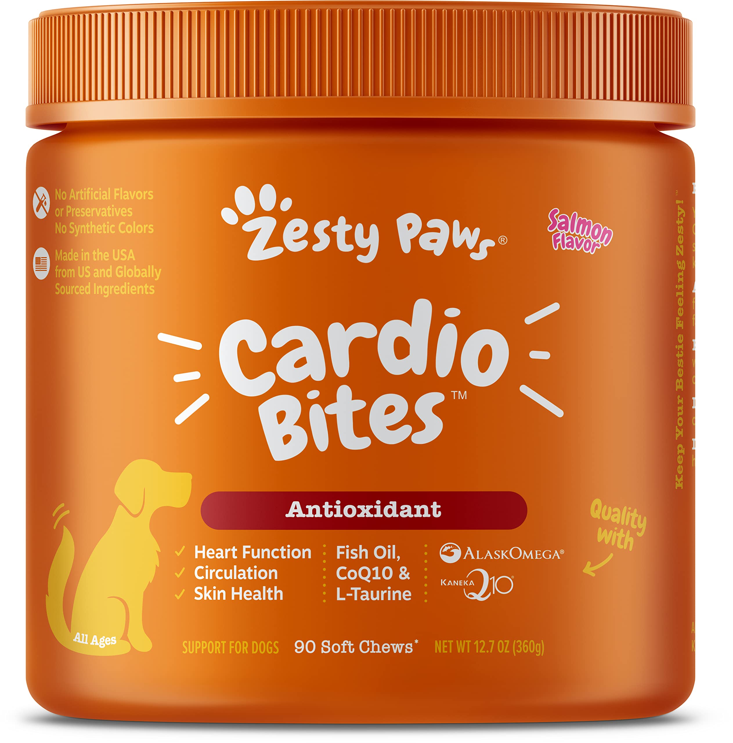 Zesty Paws Cardiovascular Soft Chews For Dogs - With Antioxidants And Alaskomega Fish Oil With Omega 3 Fatty Acids - Plus Coq10,