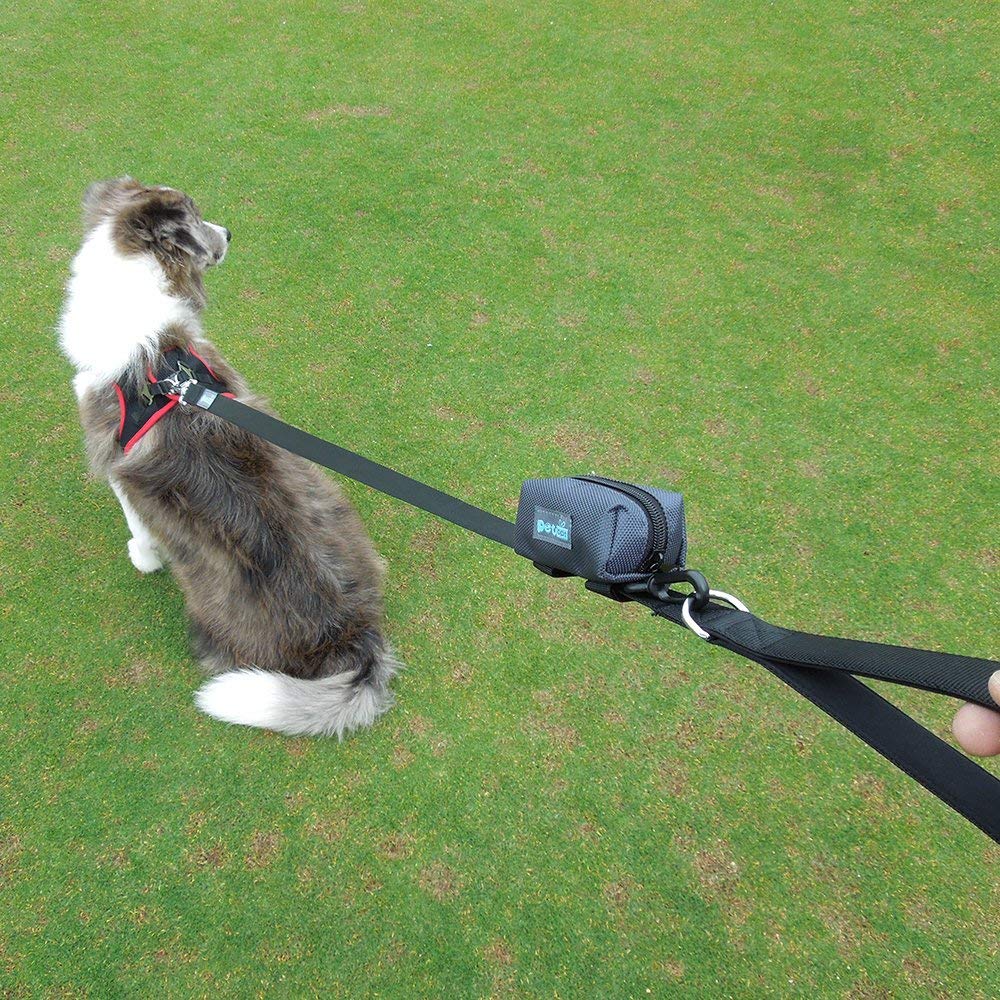 Petopt Dog Poop Bag Holder Leash Attachment,Heavy Duty Waterproof, Fits Any Dogs Running,Walking,Hiking Accessory (Dark Gray)