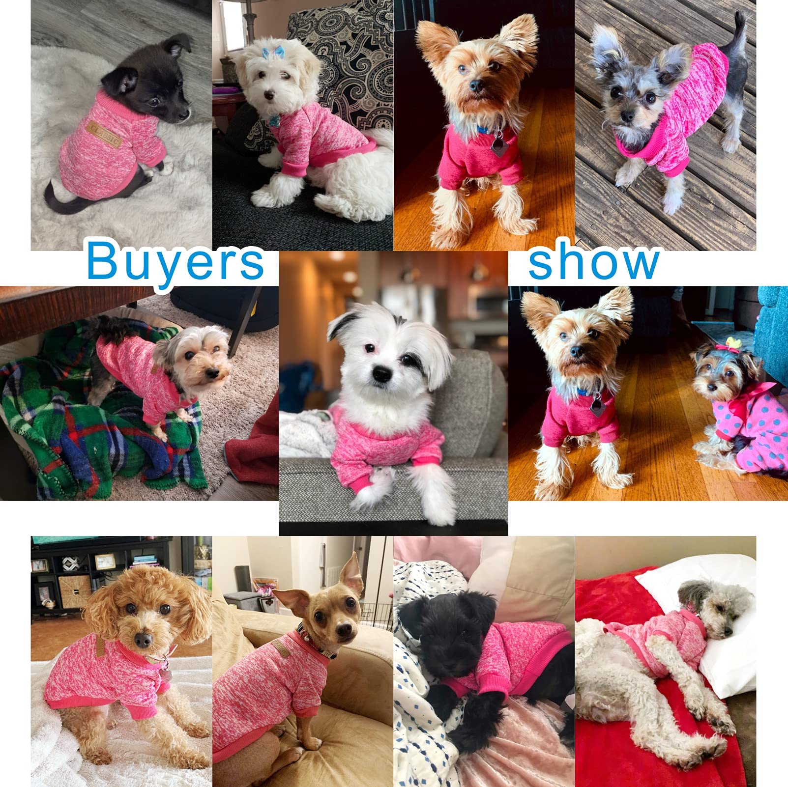 Jecikelon Pet Dog Clothes Dog Sweater Soft Thickening Warm Pup Dogs Shirt Winter Puppy Sweater For Dogs (Rose Red, Xs)