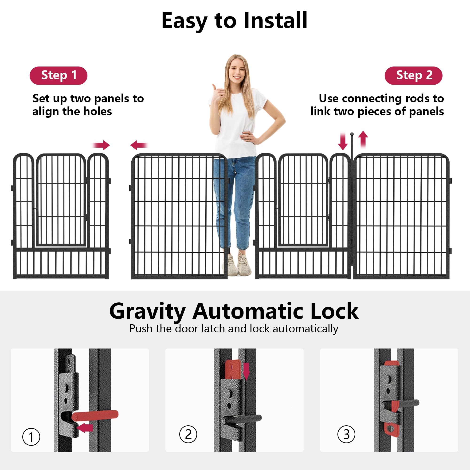 Jhsomdr Dog Playpen 32' Height 16 Panels Portable Dog Fence Outdoor For Yard Puppy Playpen Indoor Dog Pen Outdoor For Medium/Sm