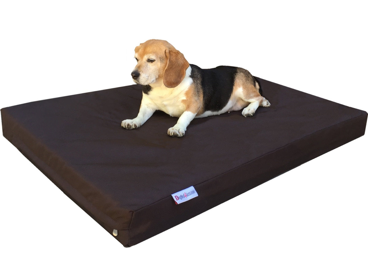 Dogbed4Less Medium Orthopedic Dog Bed With Memory Foam For Pet, Waterproof Liner With Strong Nylon Brown External Cover, 35X20X4 Inches