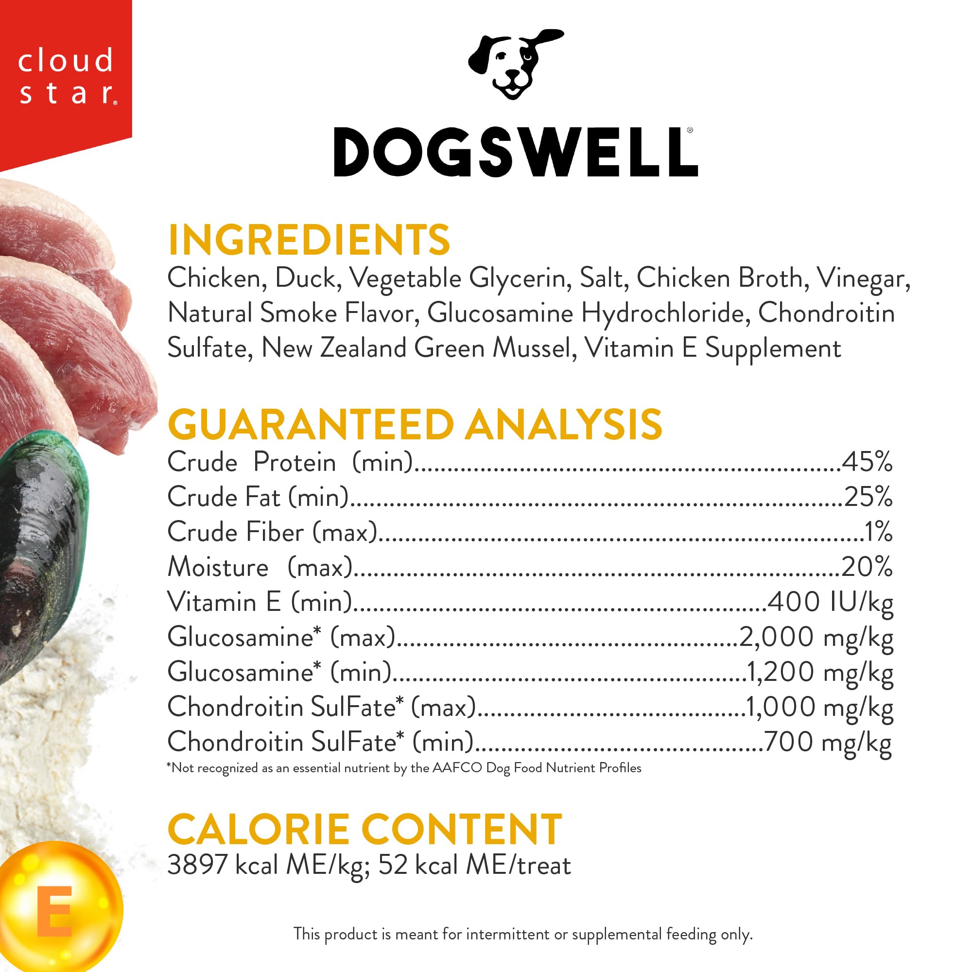 DOGSWELL Jerky Hip and Joint Dog Treats Grain Free Made in USA Only, Glucosamine and Chondroitin, 10 oz Duck (842194)