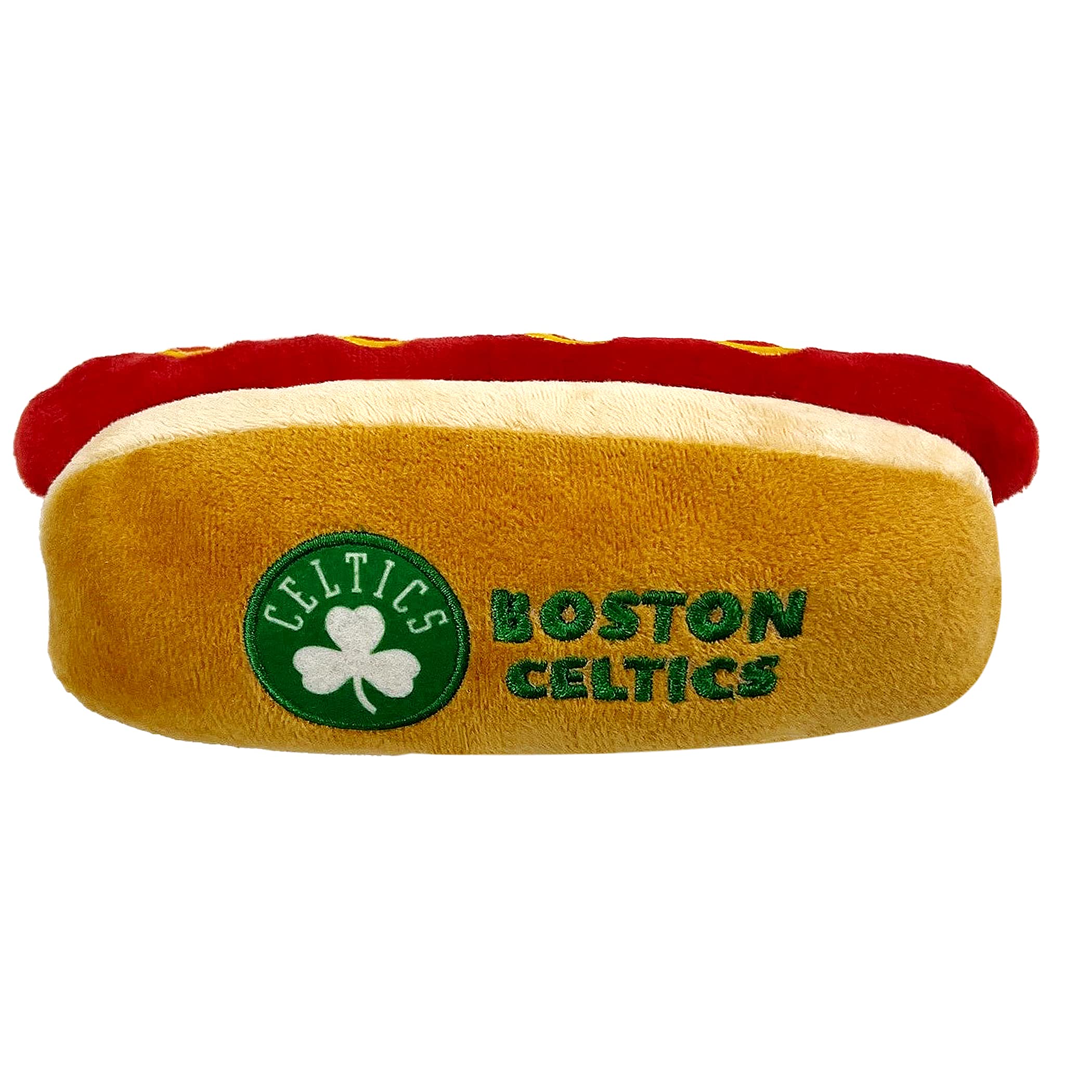 Pets First Nba Boston Celtics Hot Dog Plush Dog & Cat Squeak Toy - Cutest Hot-Dog Snack Plush Toy For Dogs & Cats With Inner Squ