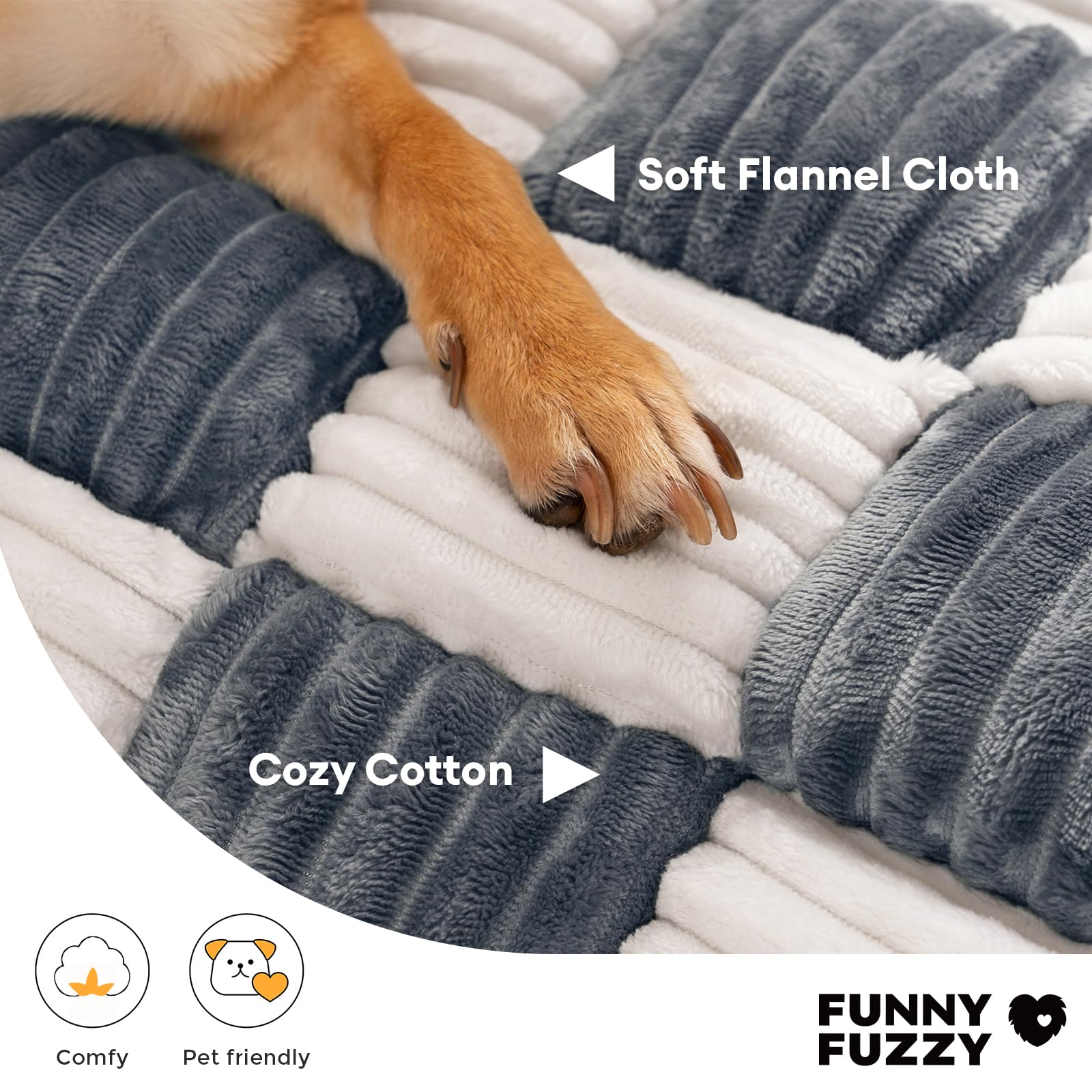 Funny Fuzzy Pet Couch Covers For Sofa, Large Dog Couch Cover Protector Plush Pet Bed Mat For Furniture Protector, X-Large. Muted