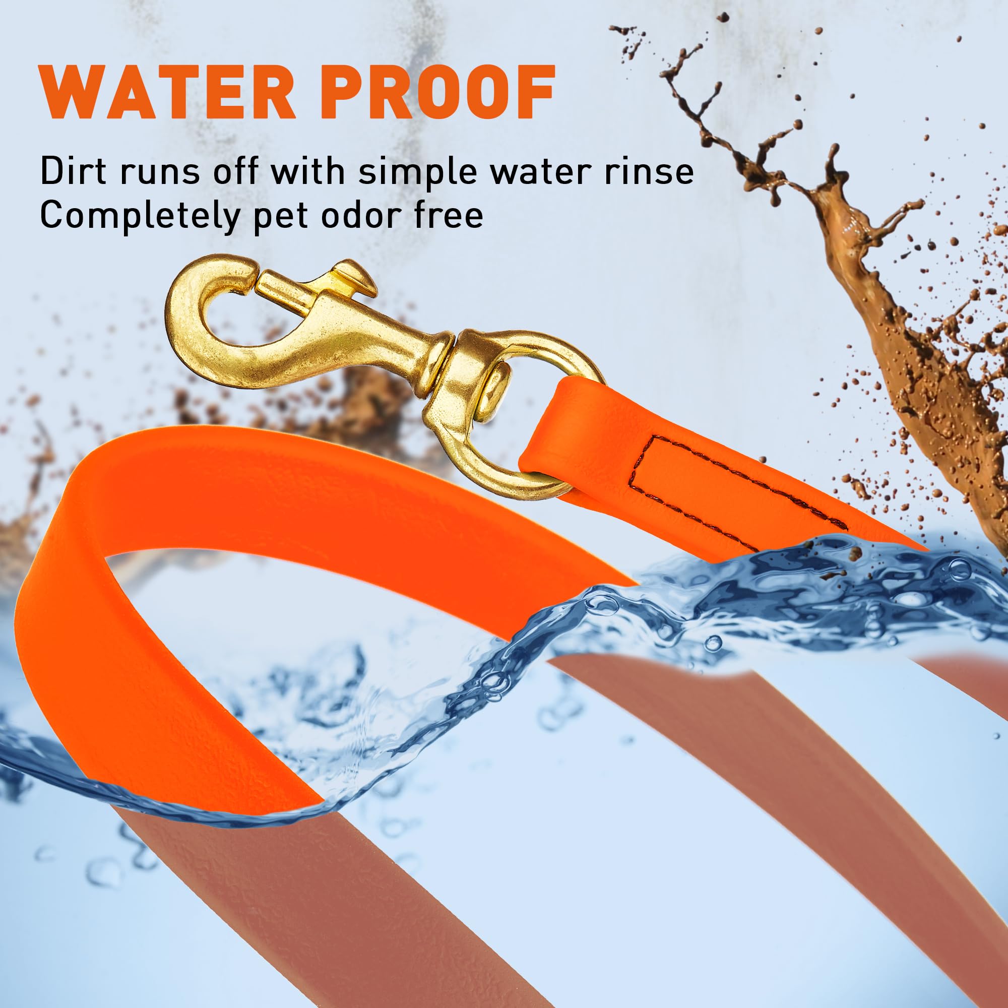 Viper Biothane Working Tracking Lead Leash Long Line For Dogs, 3/4'' X 33Ft, Hunter Orange