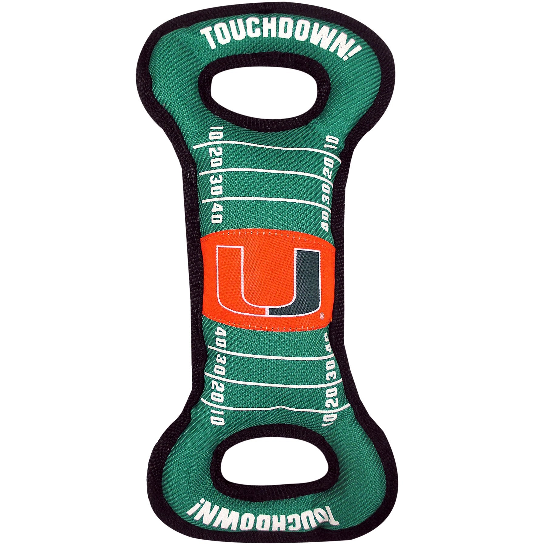 Pets First Ncaa Football Field Dog Toy With Squeaker. - Miami Hurricanes - For Tug, Toss, And Fetch. - Tough& Durable Pet Toy