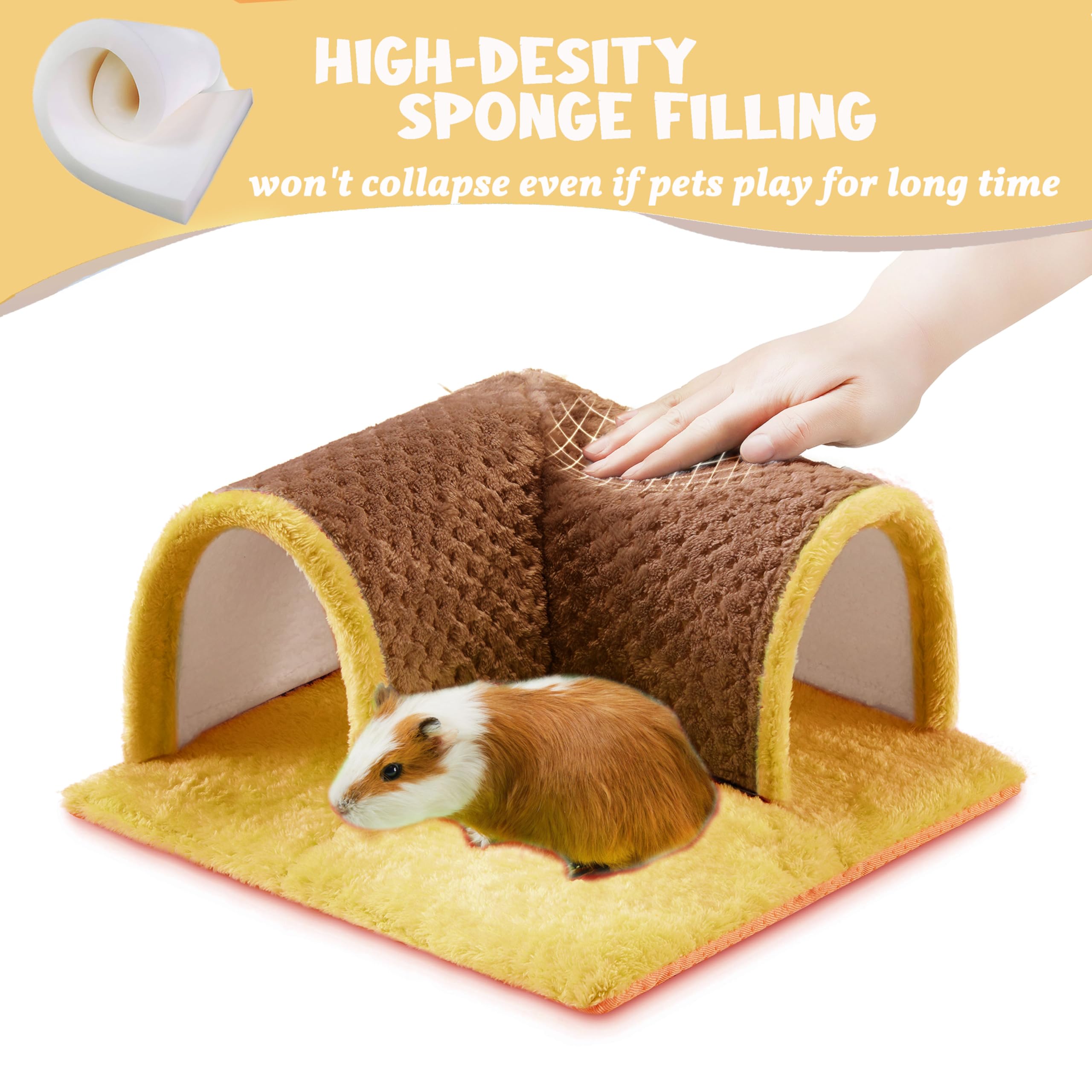 Jevnd Warm Guinea Pig Hideout Tunnel Bed, Soft Removable Guinea Pig Tunnels And Tubes For Cage Hides Fleece For Rat, Sturdy Smal