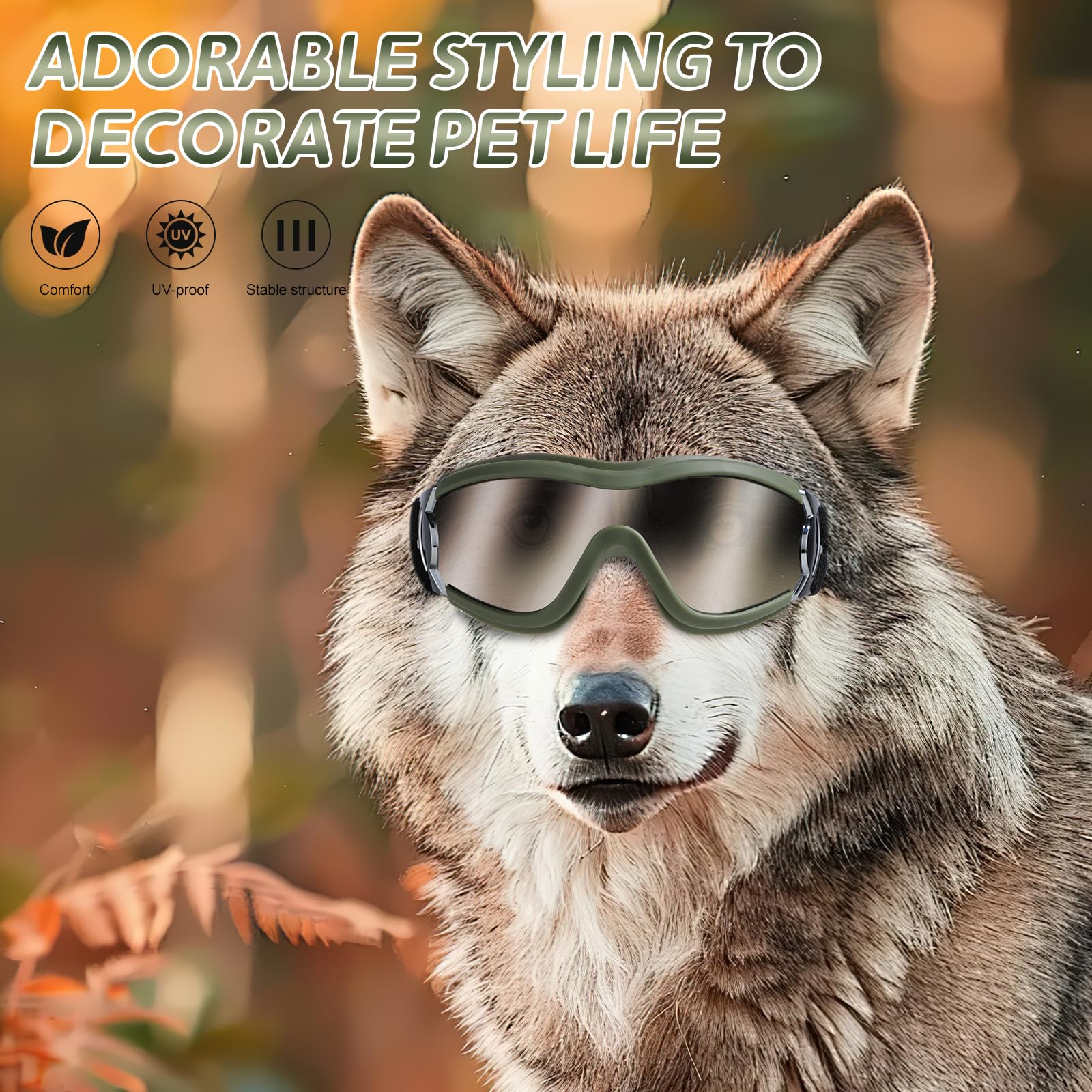 Nvted Dog Sunglasses Goggles, Uv Wind Dust Fog Protection Pet Glasses Eye Wear Protection With Adjustable Strap For Medium Or La