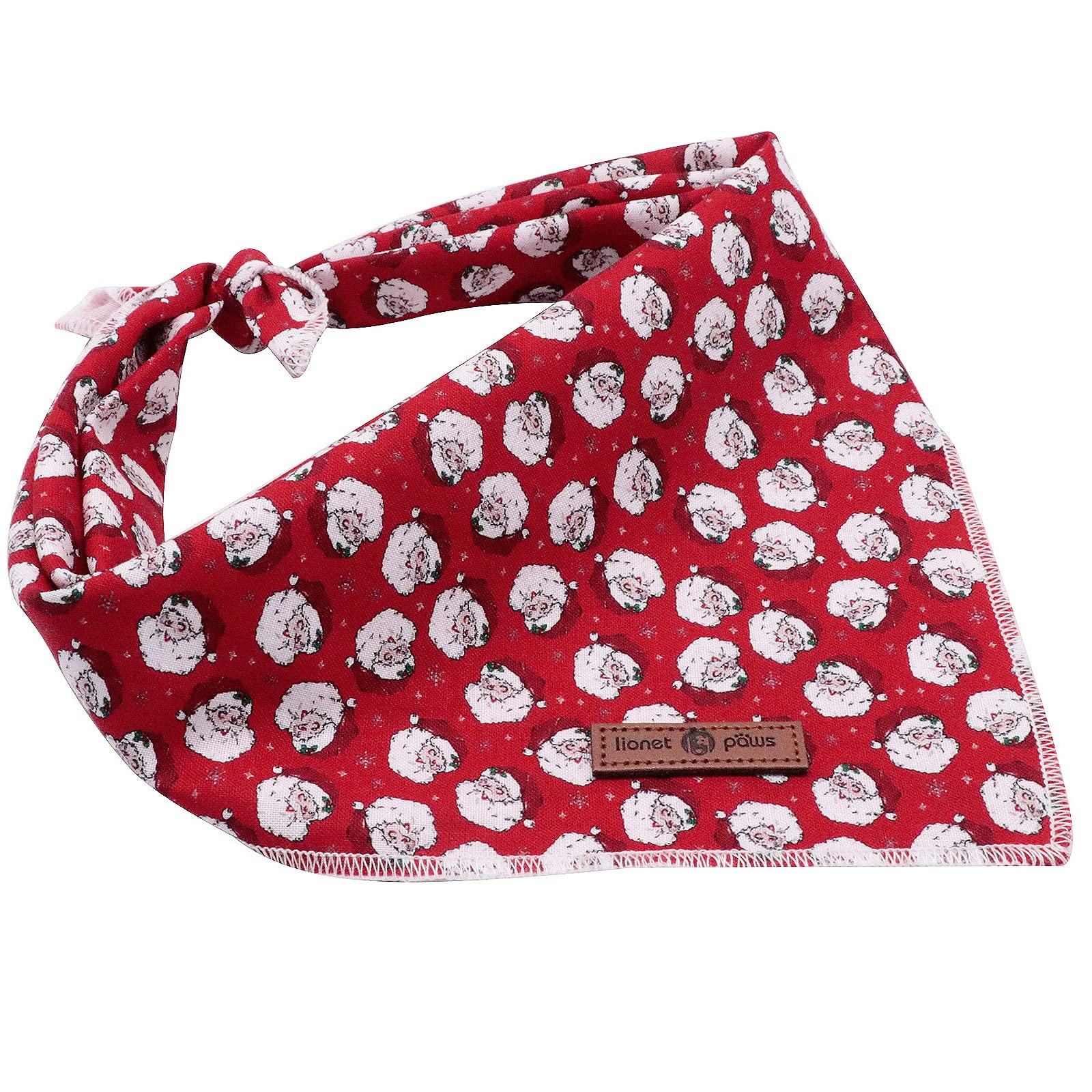 Lionet Paws Christmas Dog Bandana Washable Cotton Handkerchief Scarf Triangle Bandana for Small Medium Large Dogs Santa Claus Gi